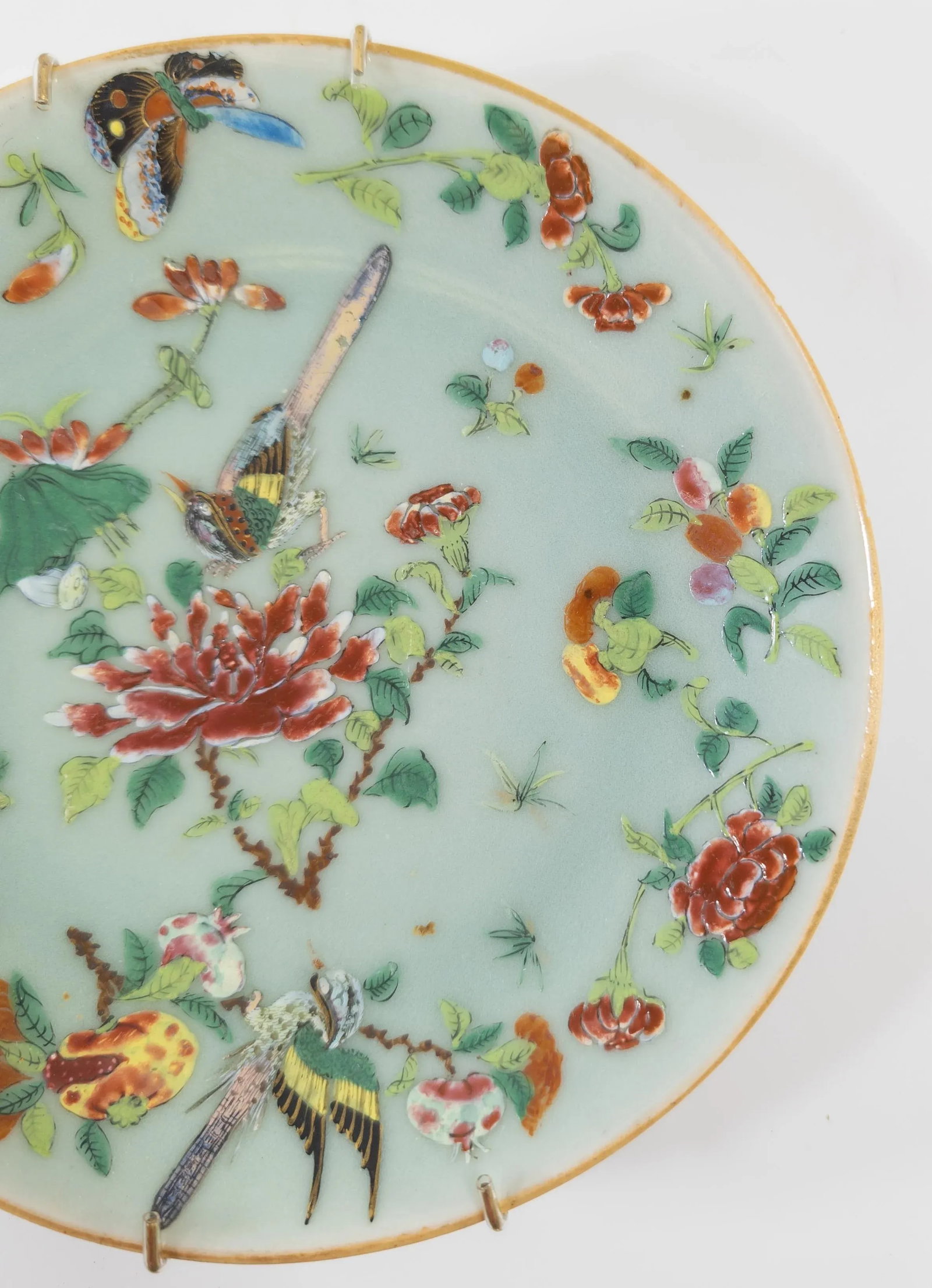 19th Century Chinese Celadon Green Famille Rose Decorative Plate - 3