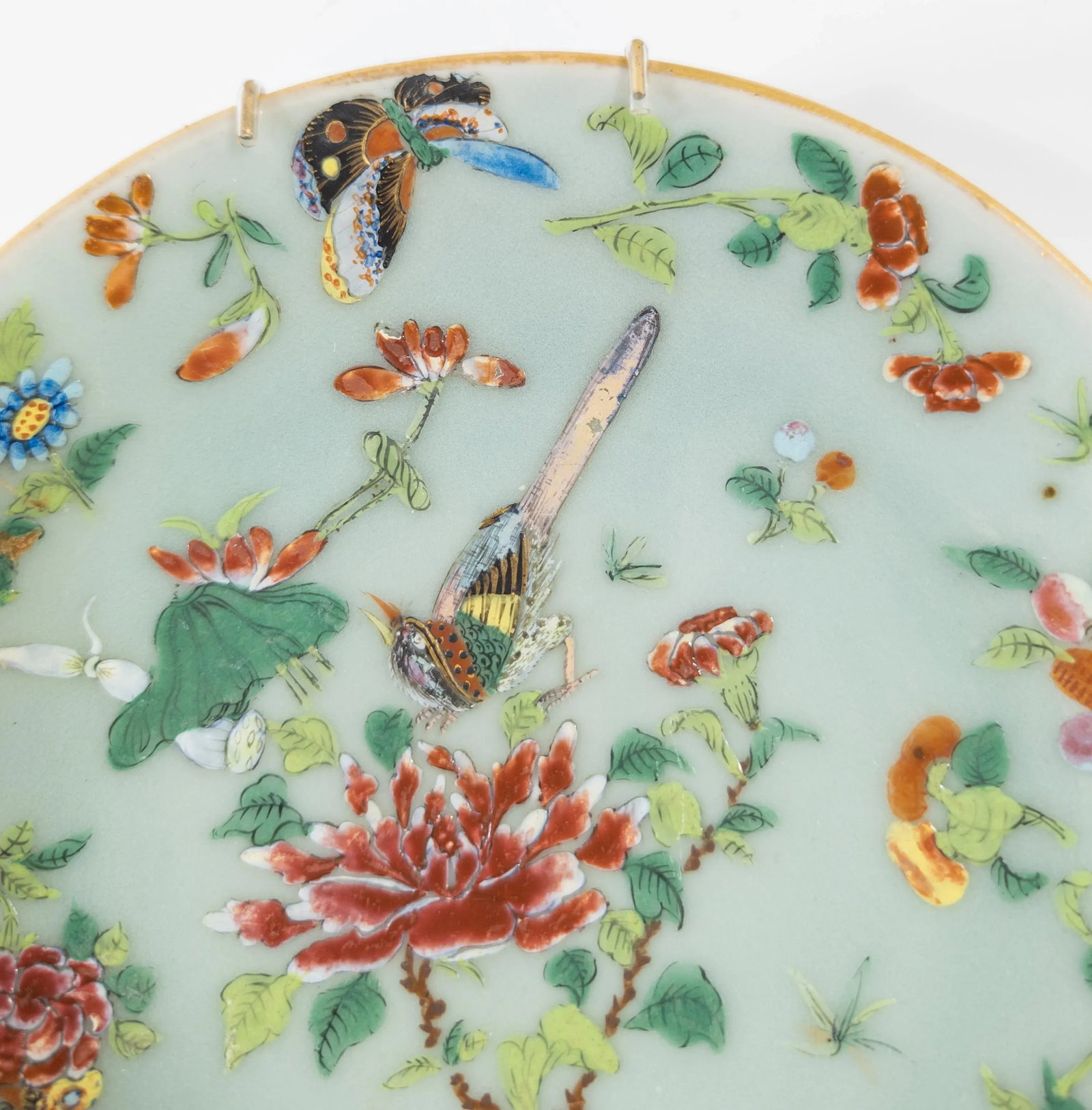 19th Century Chinese Celadon Green Famille Rose Decorative Plate - 4