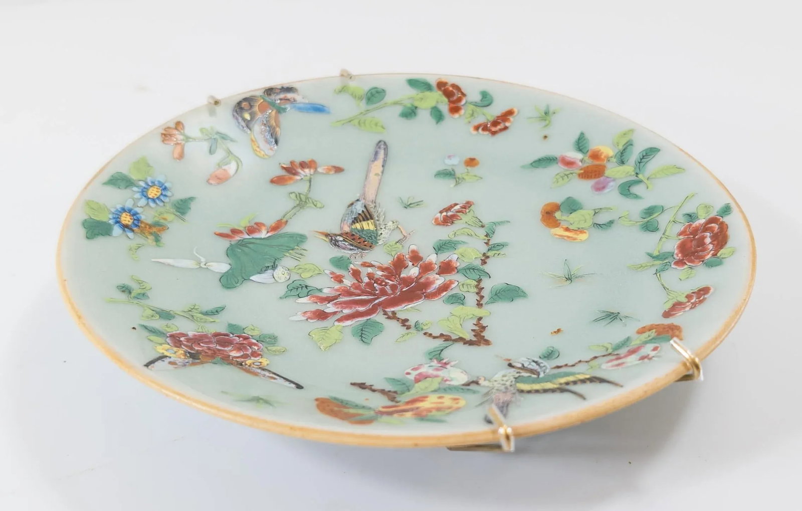 19th Century Chinese Celadon Green Famille Rose Decorative Plate - 5