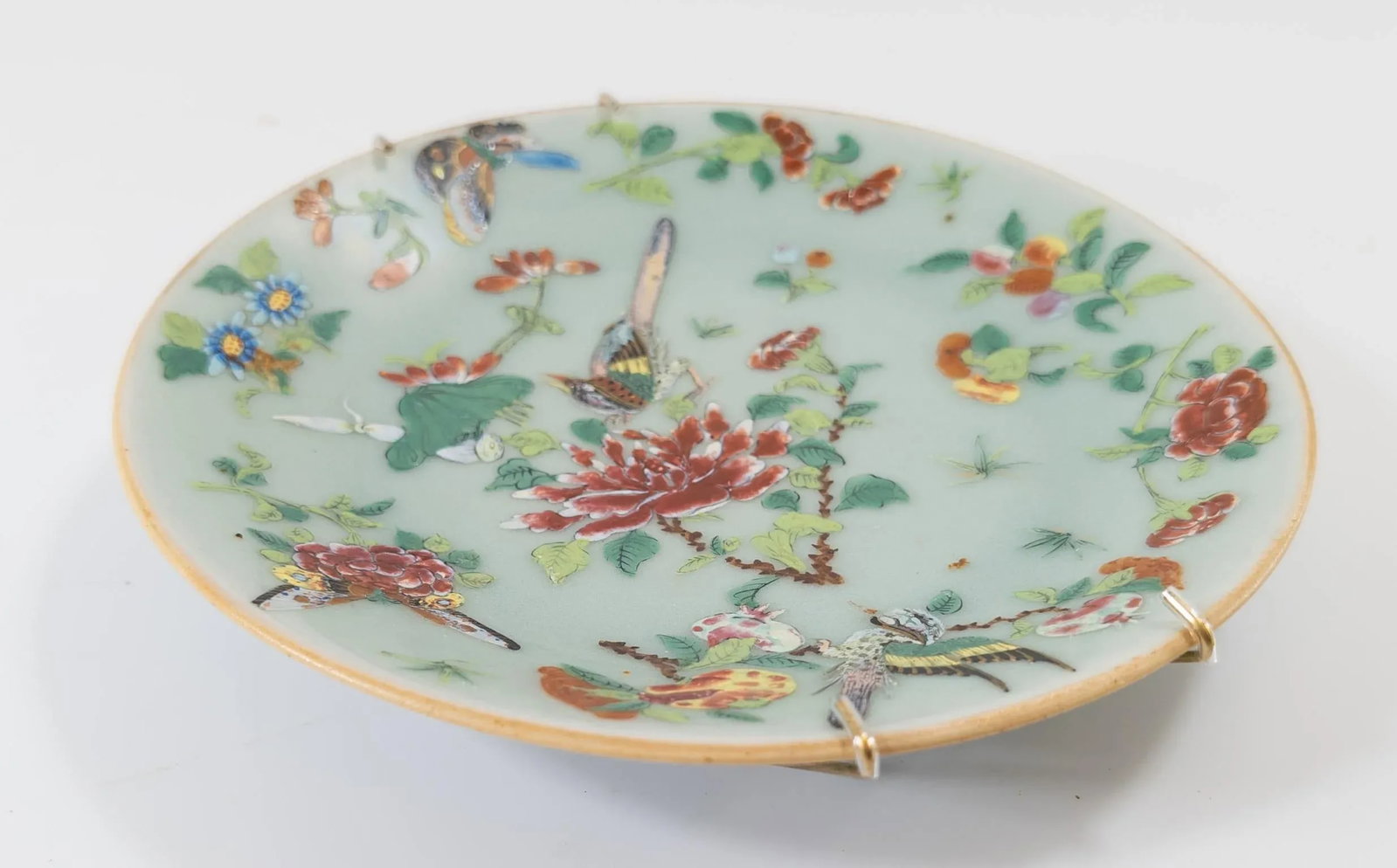 19th Century Chinese Celadon Green Famille Rose Decorative Plate - 6