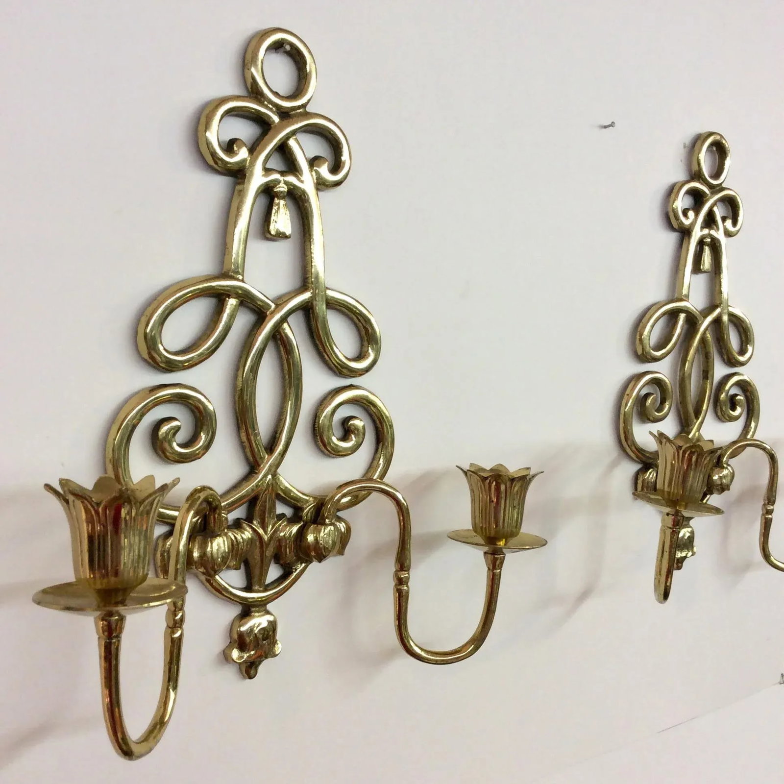 Mid Century Hollywood Regency Gold Wall Sconces - a Pair - 2