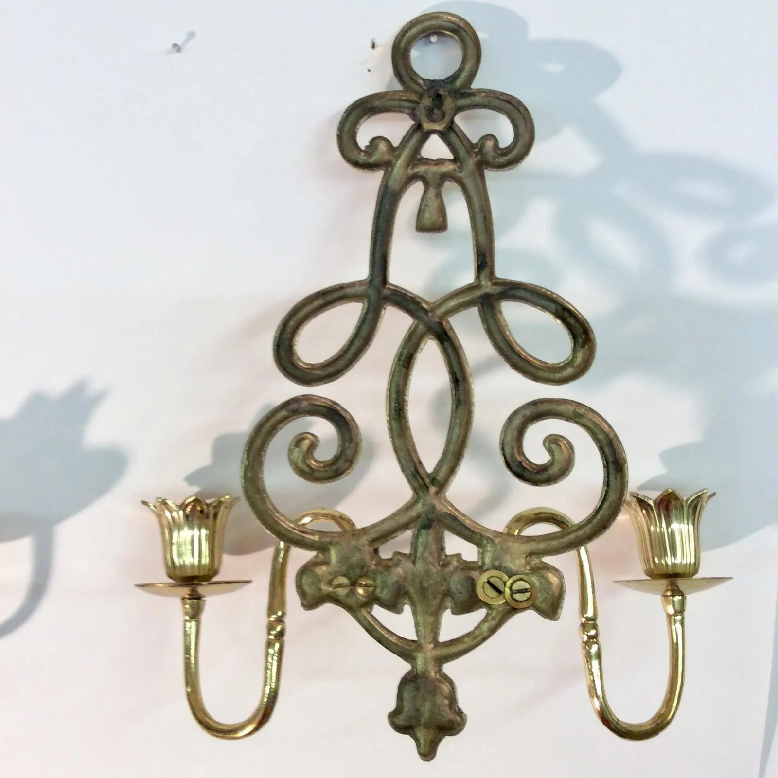 Mid Century Hollywood Regency Gold Wall Sconces - a Pair - 4
