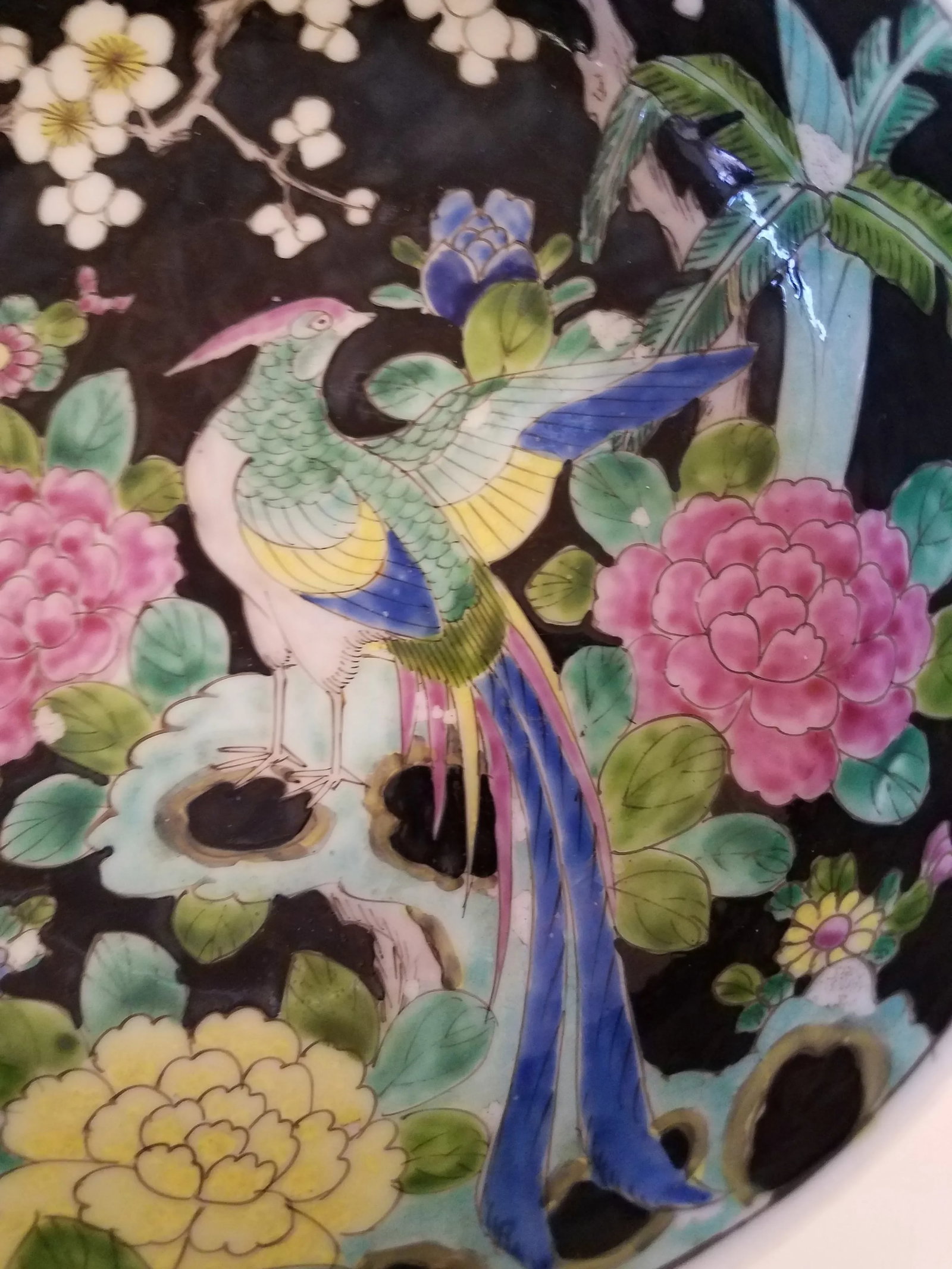 Antique Cloisonne Japanese "Nippon" Hand Painted Enamel Peacock Floral Bowl Marked - 4