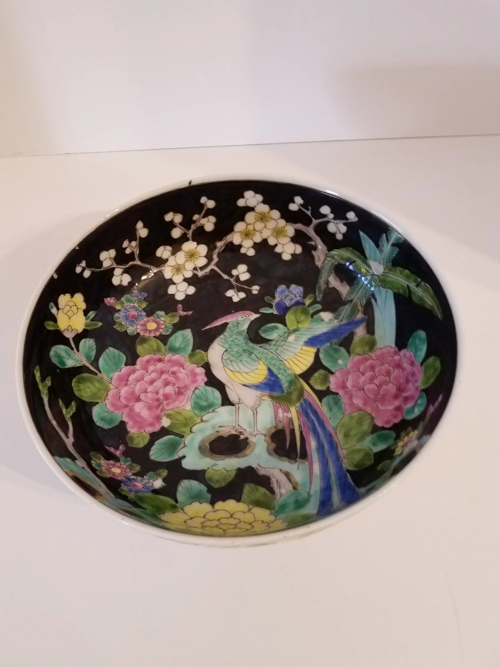 Antique Cloisonne Japanese "Nippon" Hand Painted Enamel Peacock Floral Bowl Marked - 6
