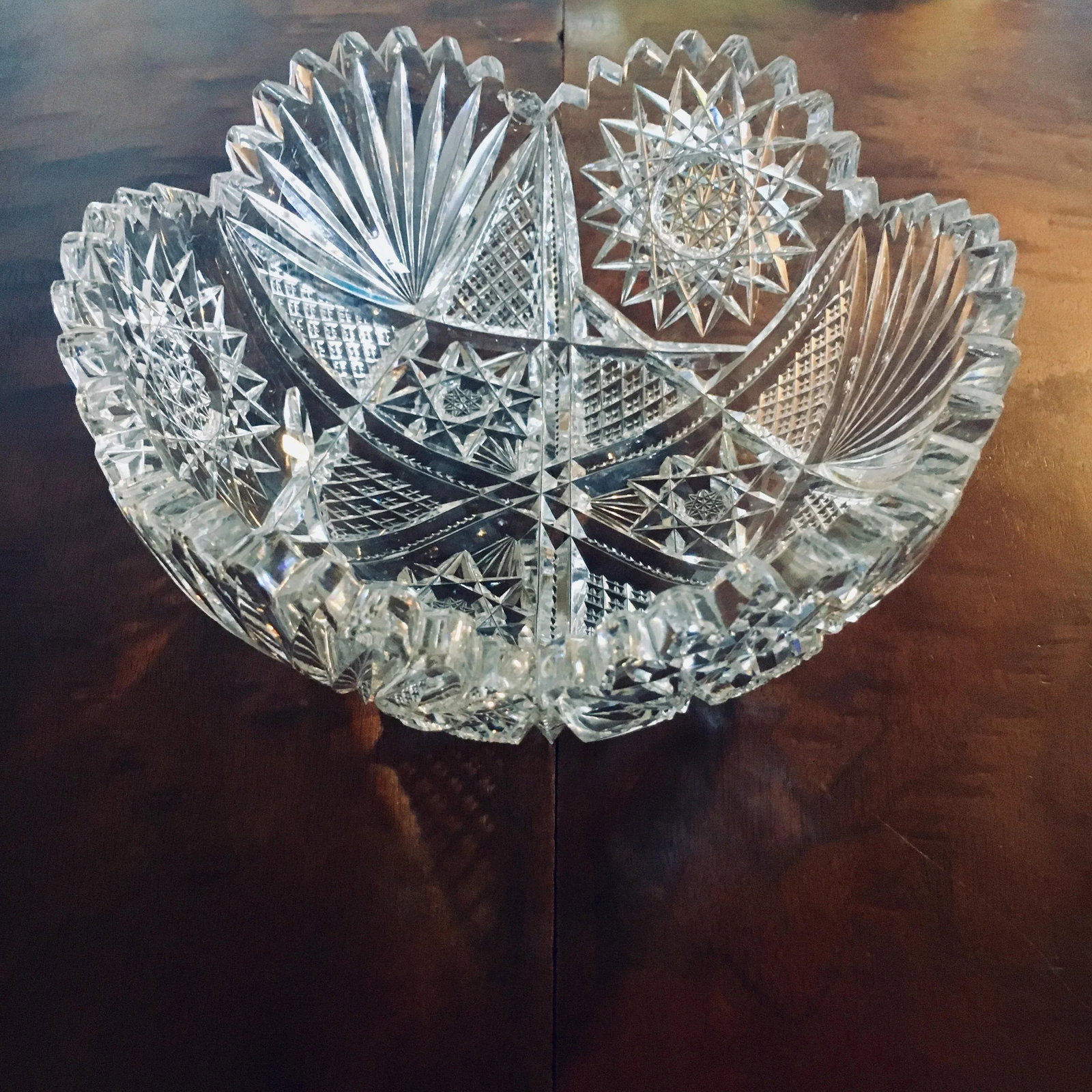 8" American Brilliant Period Cut Glass Bowl With Star Pattern - 11