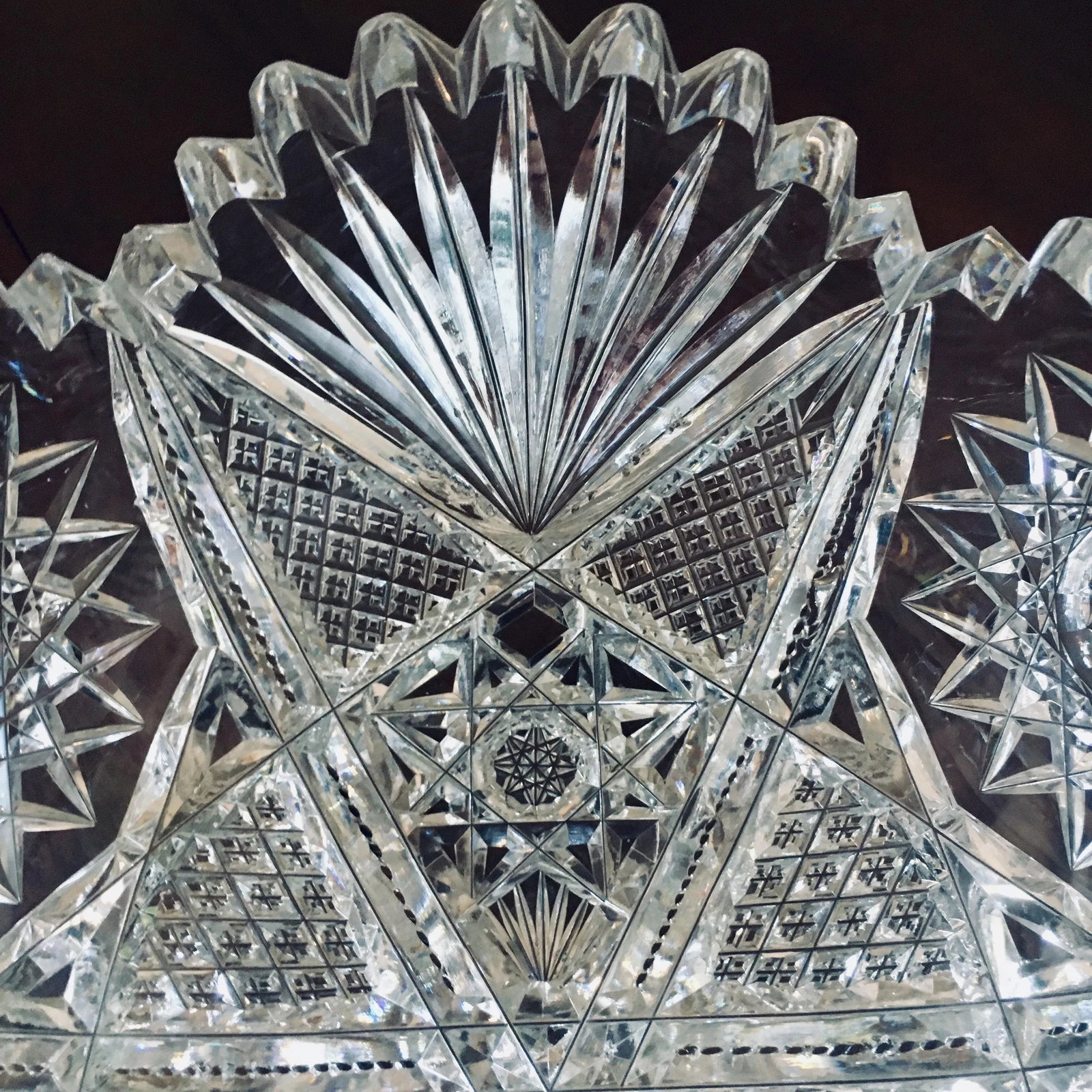 8" American Brilliant Period Cut Glass Bowl With Star Pattern - 5