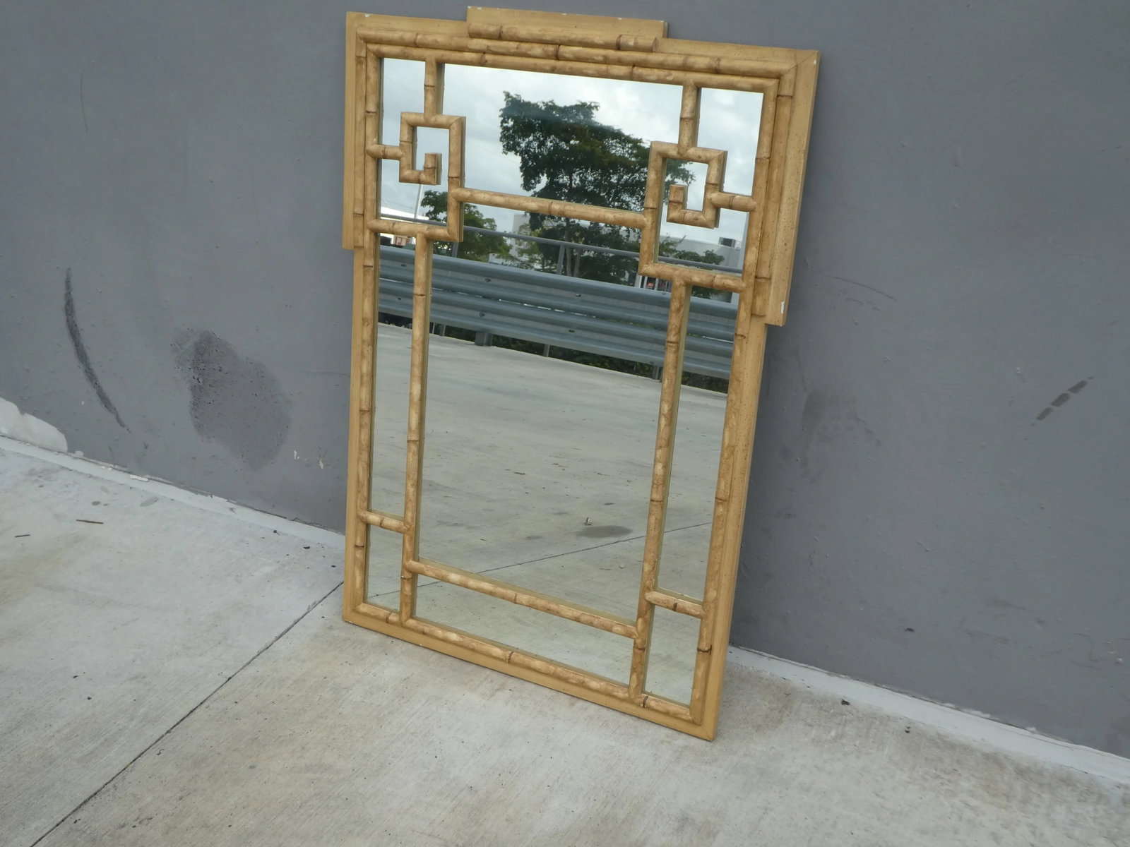 Vintage Faux Bamboo Wood Mirror - 3