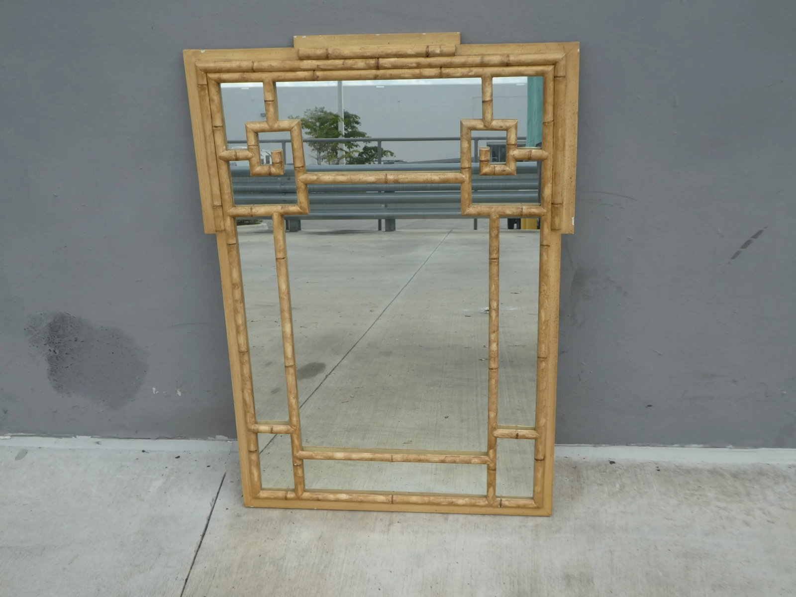 Vintage Faux Bamboo Wood Mirror - 8