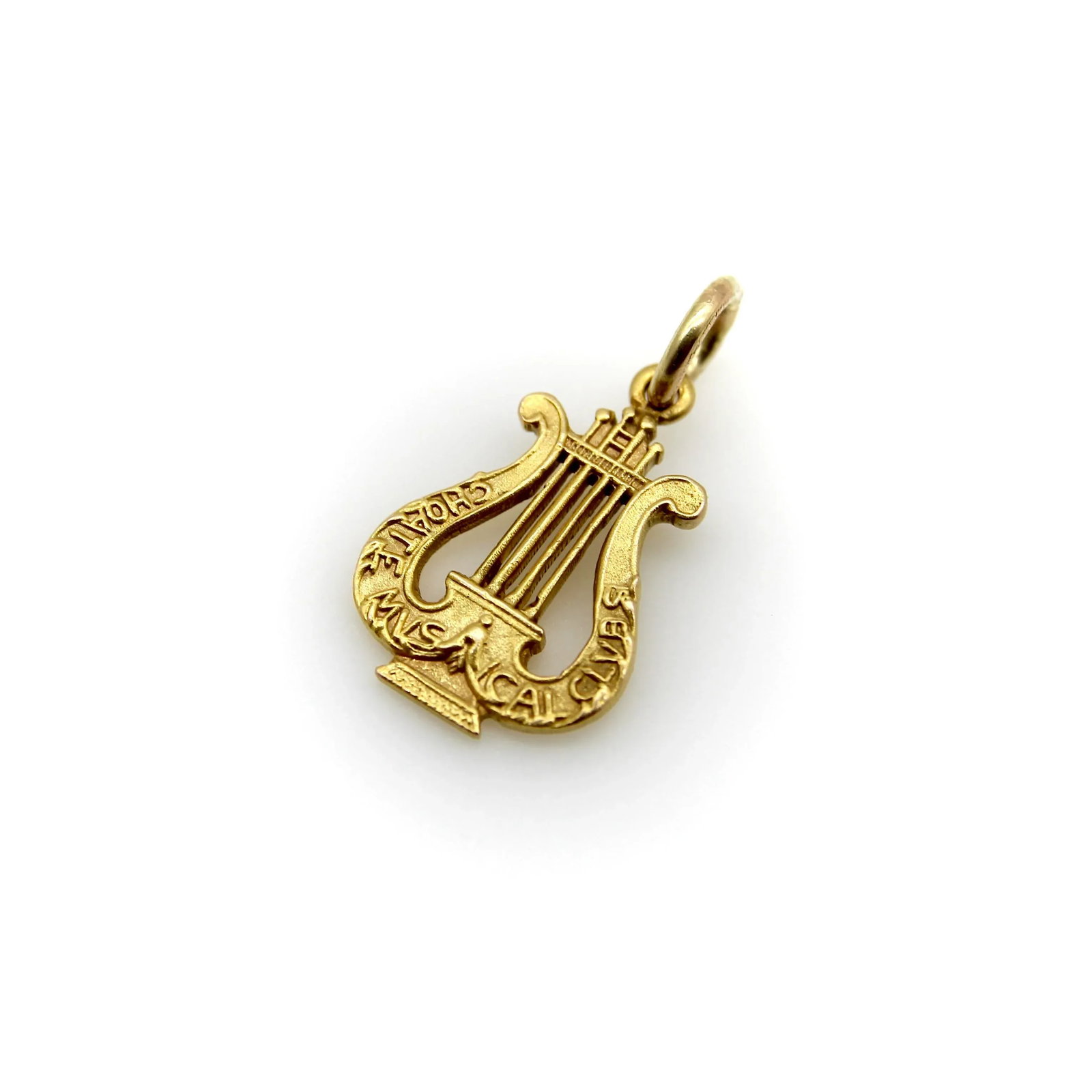 Late 19th Century Victorian 14k Gold Lyre Pendant Charm - 3