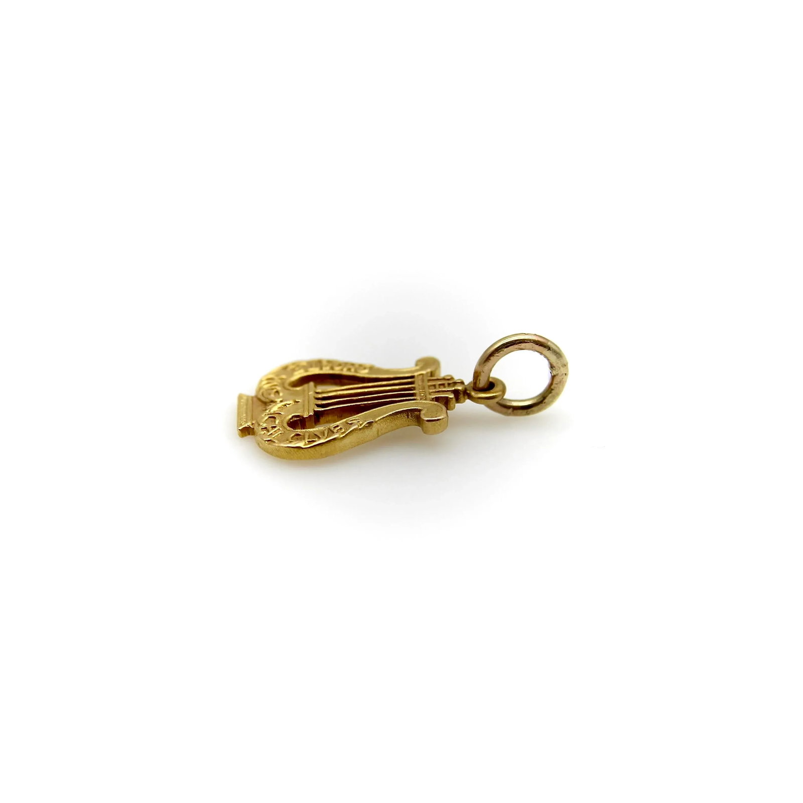 Late 19th Century Victorian 14k Gold Lyre Pendant Charm - 4