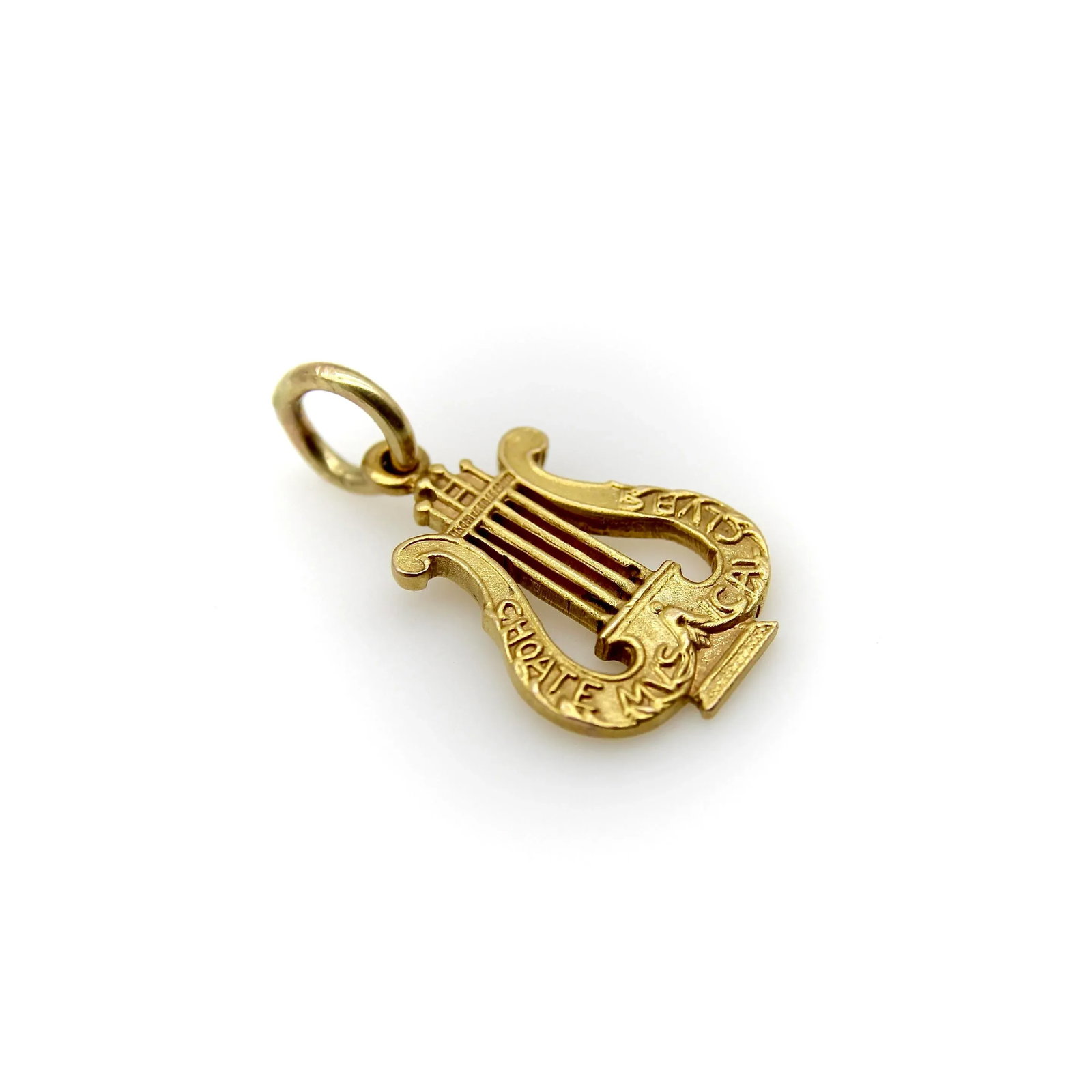 Late 19th Century Victorian 14k Gold Lyre Pendant Charm - 5