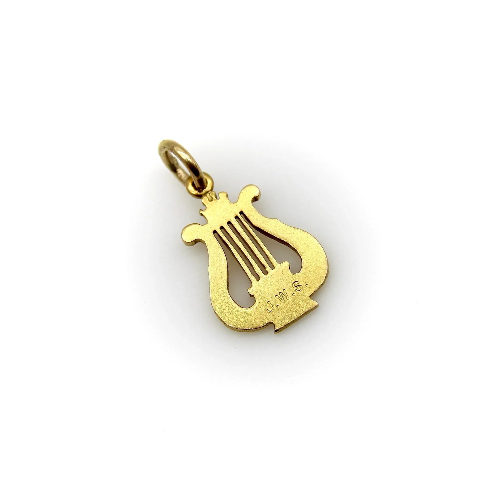 Late 19th Century Victorian 14k Gold Lyre Pendant Charm - 6