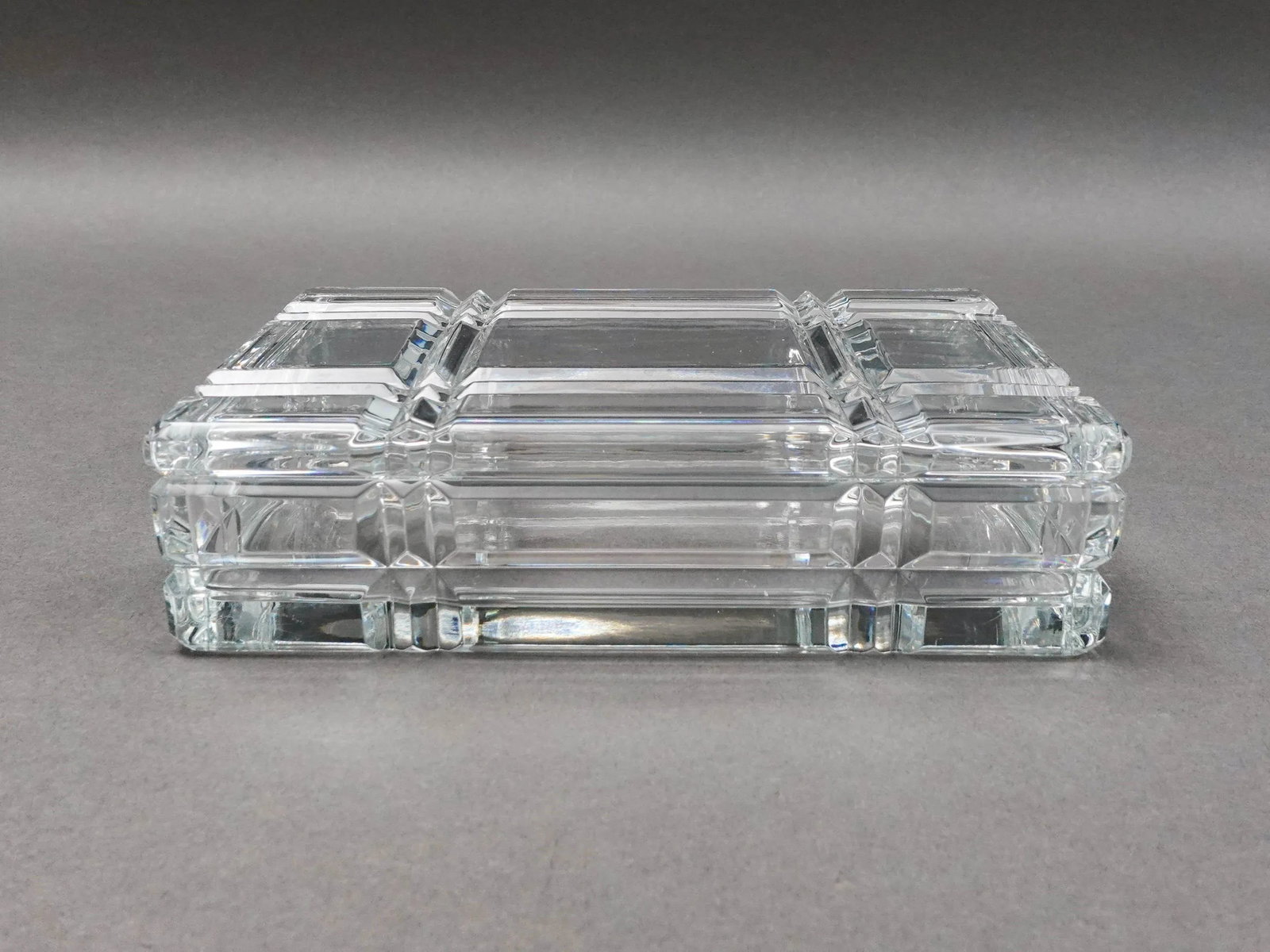 Ralph Lauren Vintage Glen Plaid Crystal Cut Glass Trinket Dresser Box - 2