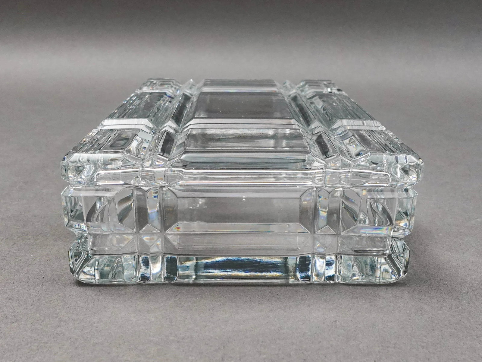 Ralph Lauren Vintage Glen Plaid Crystal Cut Glass Trinket Dresser Box - 3