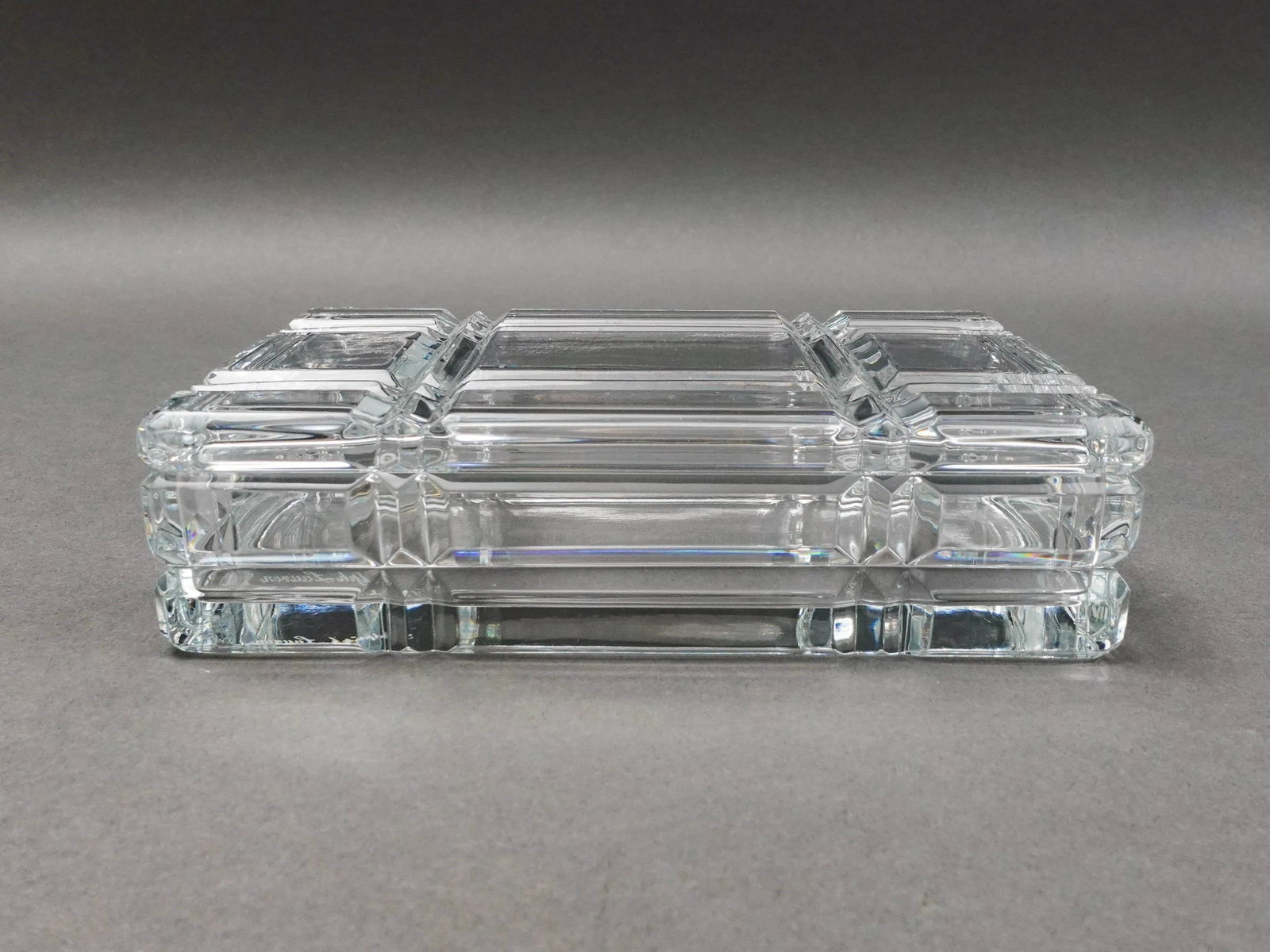 Ralph Lauren Vintage Glen Plaid Crystal Cut Glass Trinket Dresser Box - 4