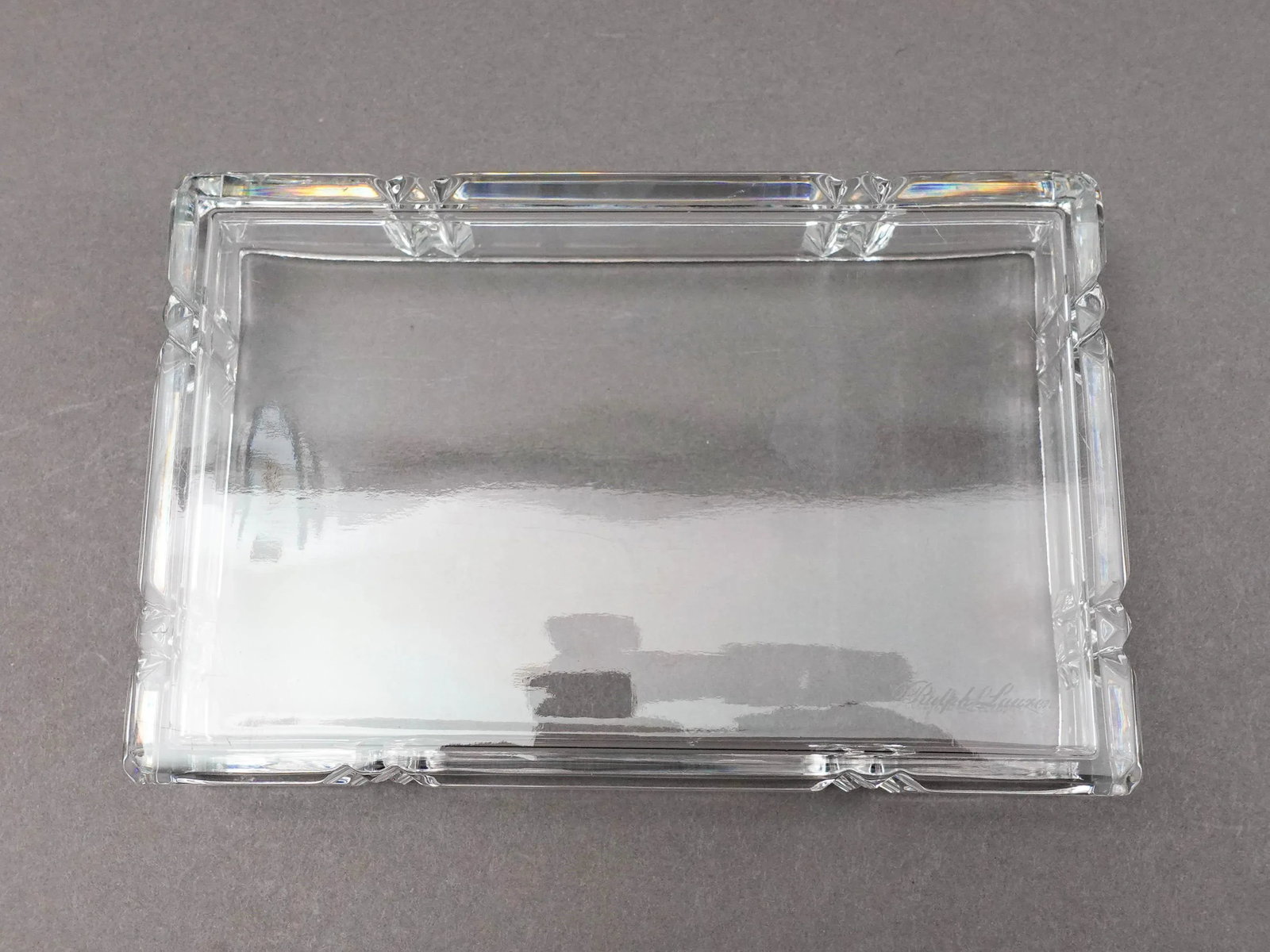 Ralph Lauren Vintage Glen Plaid Crystal Cut Glass Trinket Dresser Box - 6