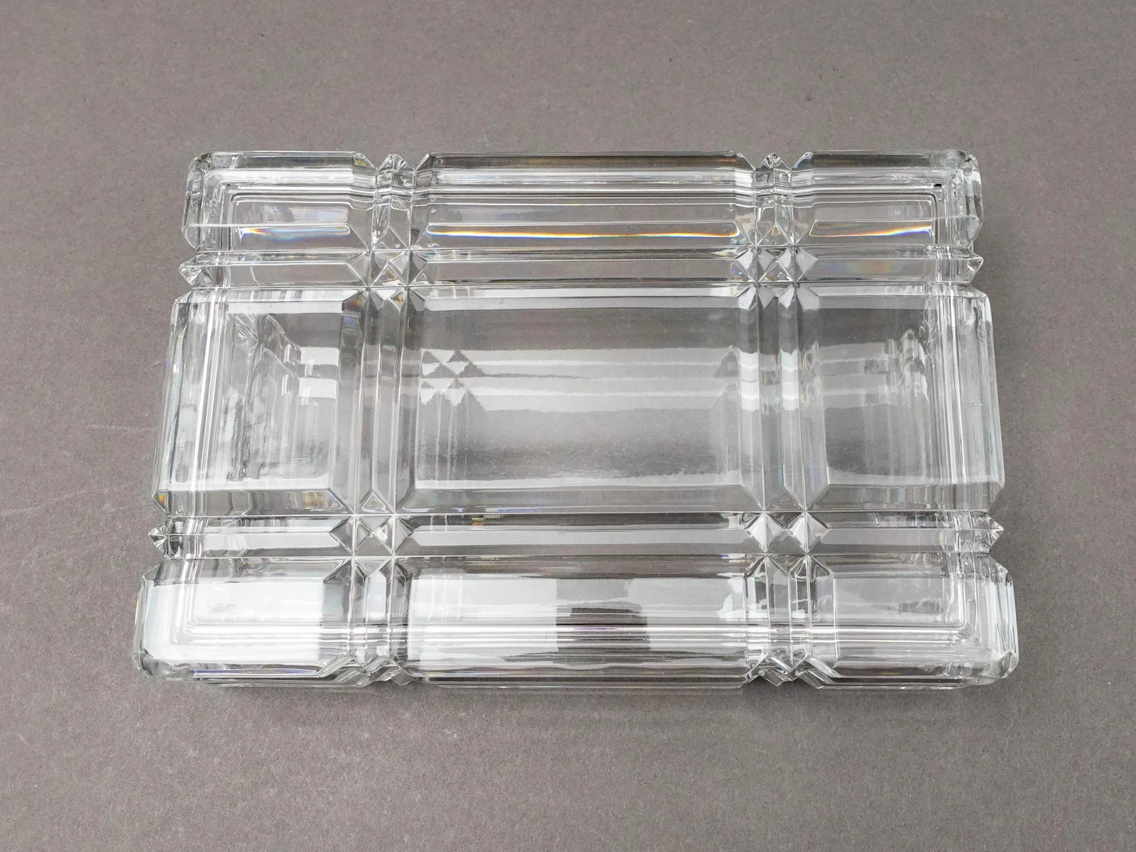 Ralph Lauren Vintage Glen Plaid Crystal Cut Glass Trinket Dresser Box - 7