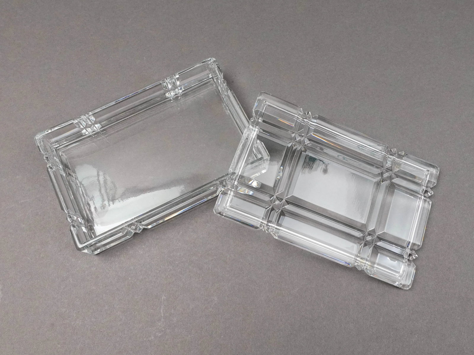 Ralph Lauren Vintage Glen Plaid Crystal Cut Glass Trinket Dresser Box - 8