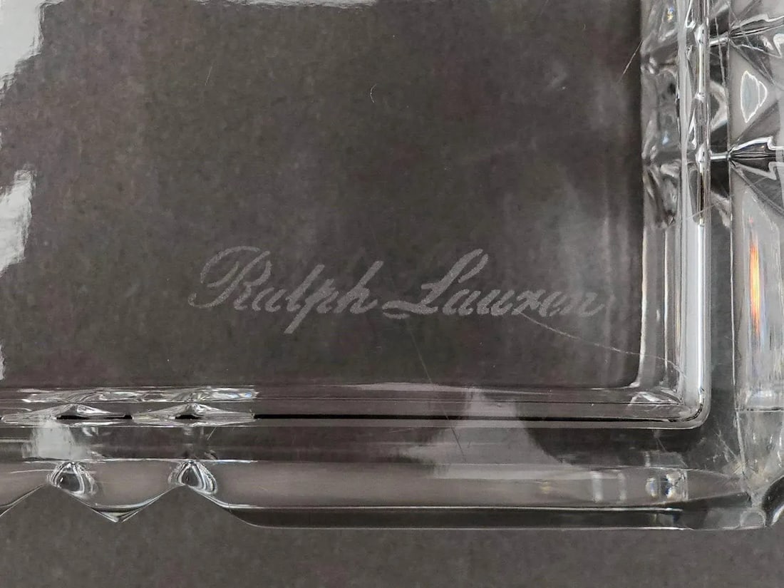 Ralph Lauren Vintage Glen Plaid Crystal Cut Glass Trinket Dresser Box - 9