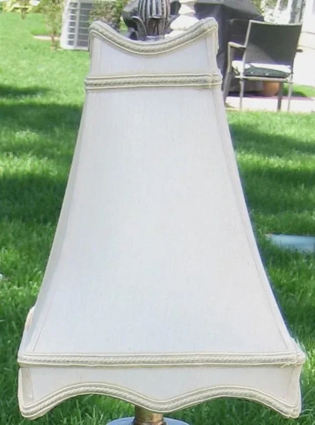 Crystal and Metal Candlestick Lamps With Linen Shades - a Pair - 3