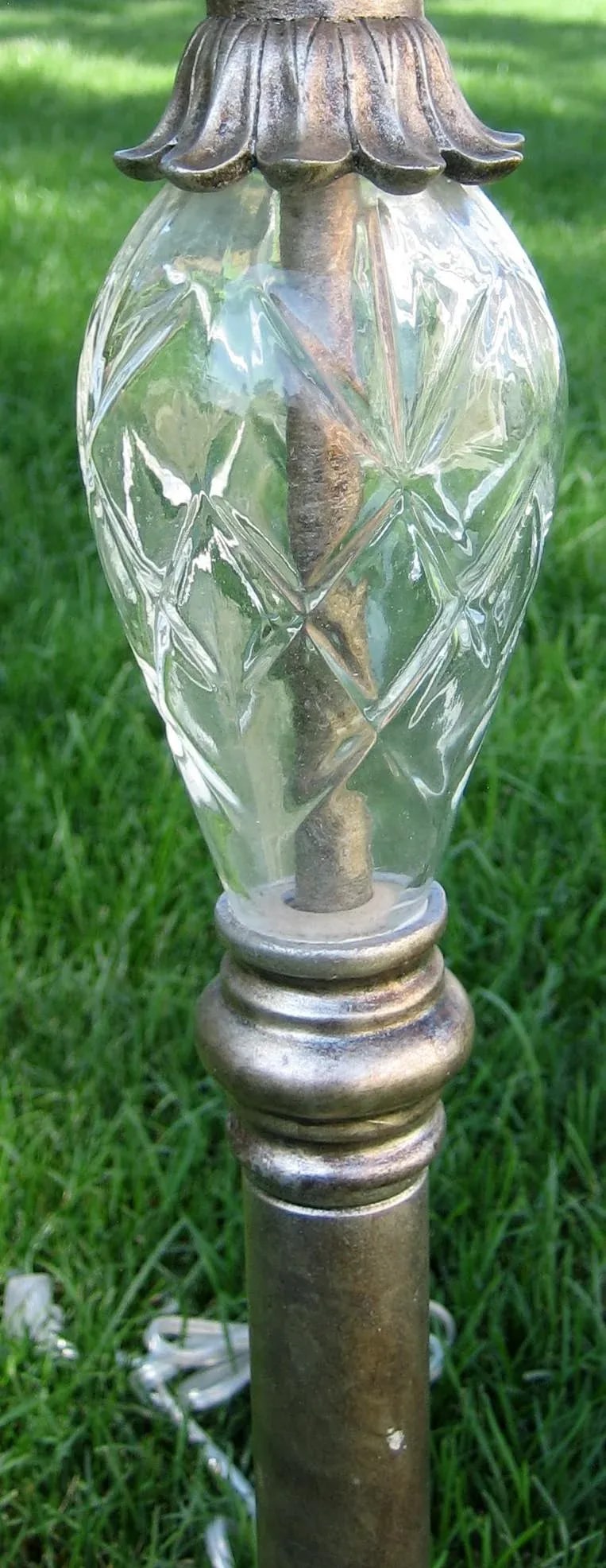 Crystal and Metal Candlestick Lamps With Linen Shades - a Pair - 4