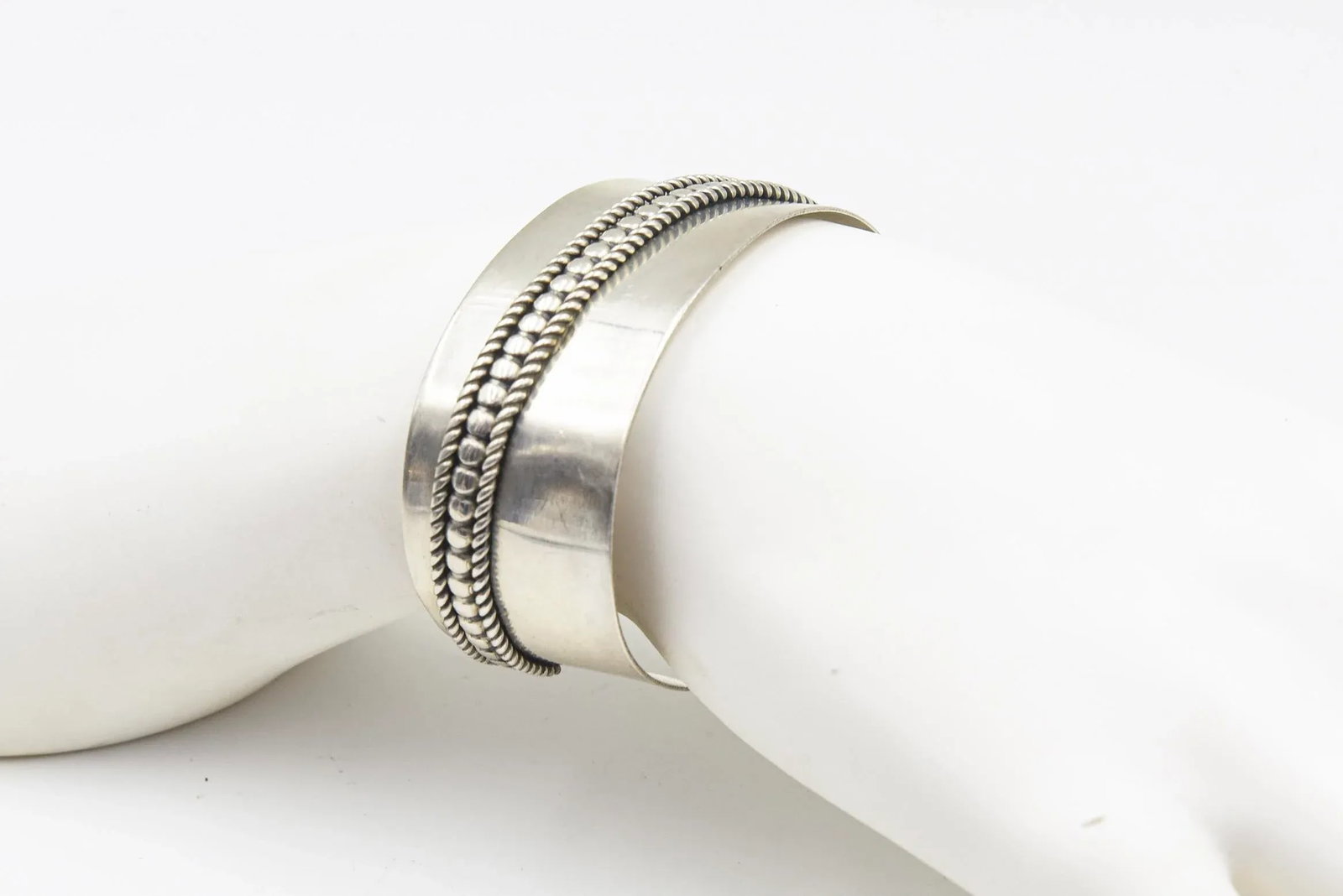 Native American Navajo Sterling Silver Cuff Bracelet by Tom Hawk - 2