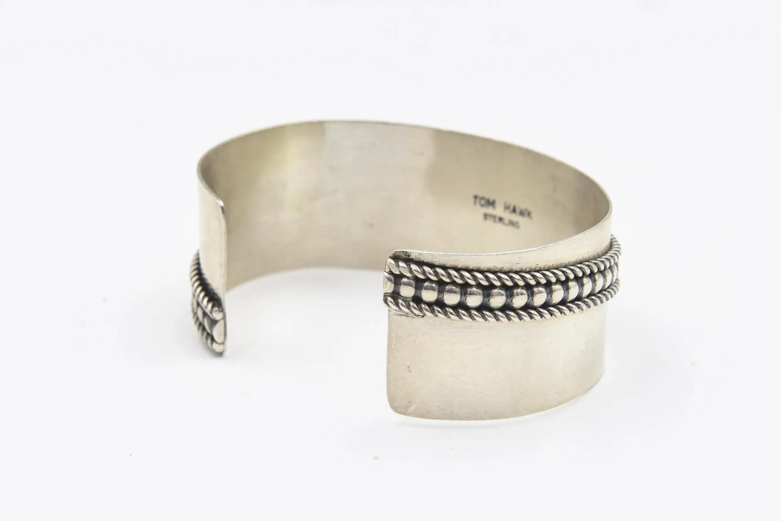 Native American Navajo Sterling Silver Cuff Bracelet by Tom Hawk - 5