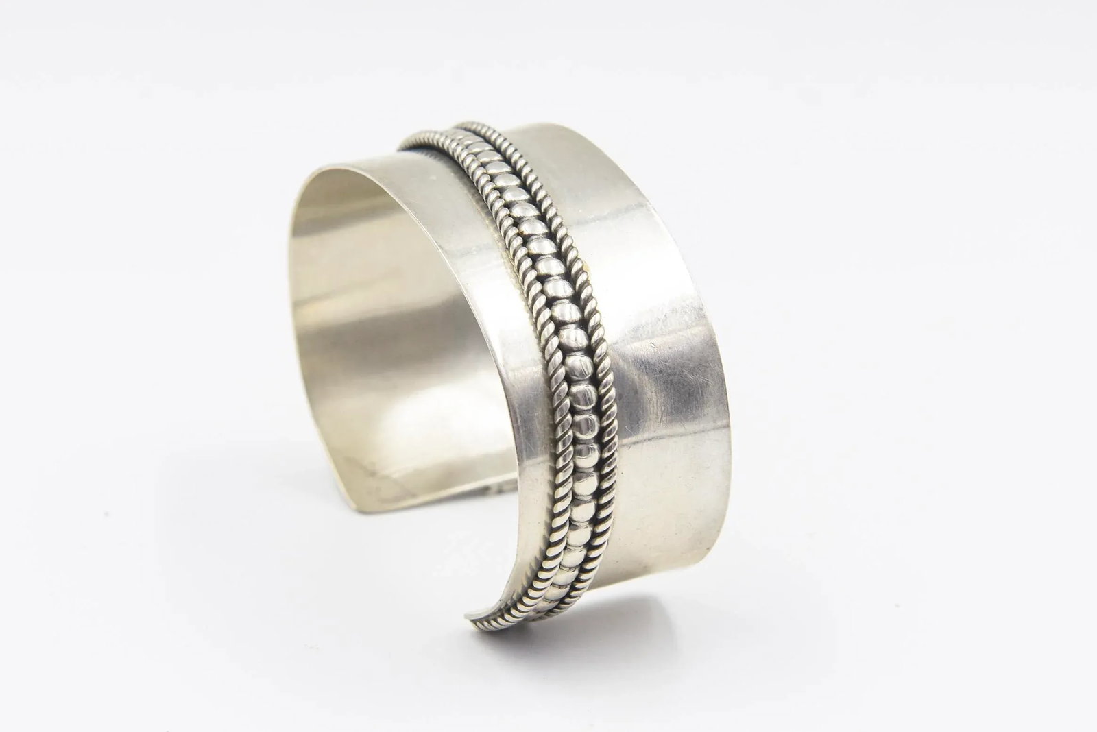 Native American Navajo Sterling Silver Cuff Bracelet by Tom Hawk - 6