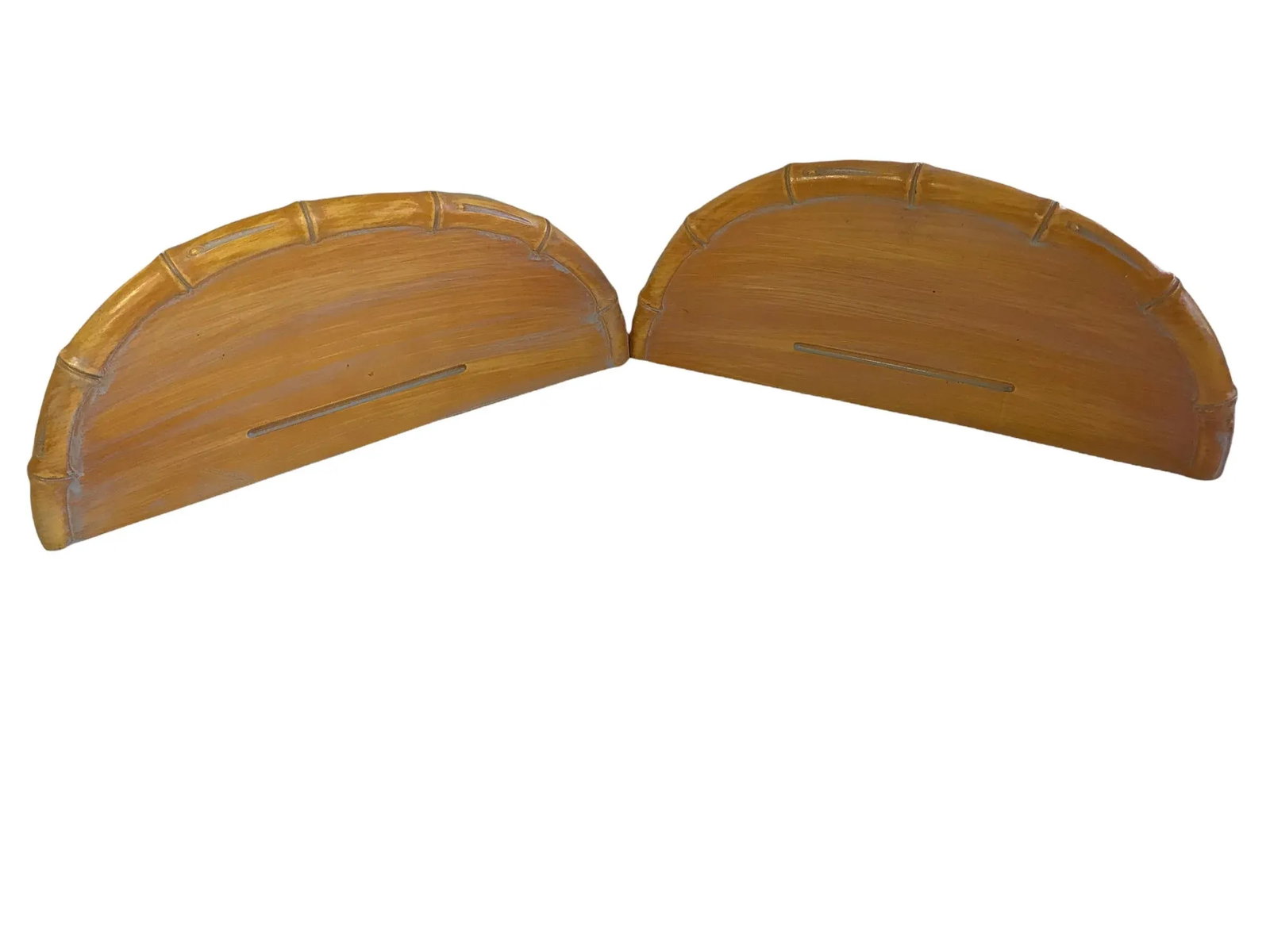 Large Vintage Palm Beach Coastal Chinoiserie Faux Bamboo Wall Shelves Brackets Sconces- A Pair - 4