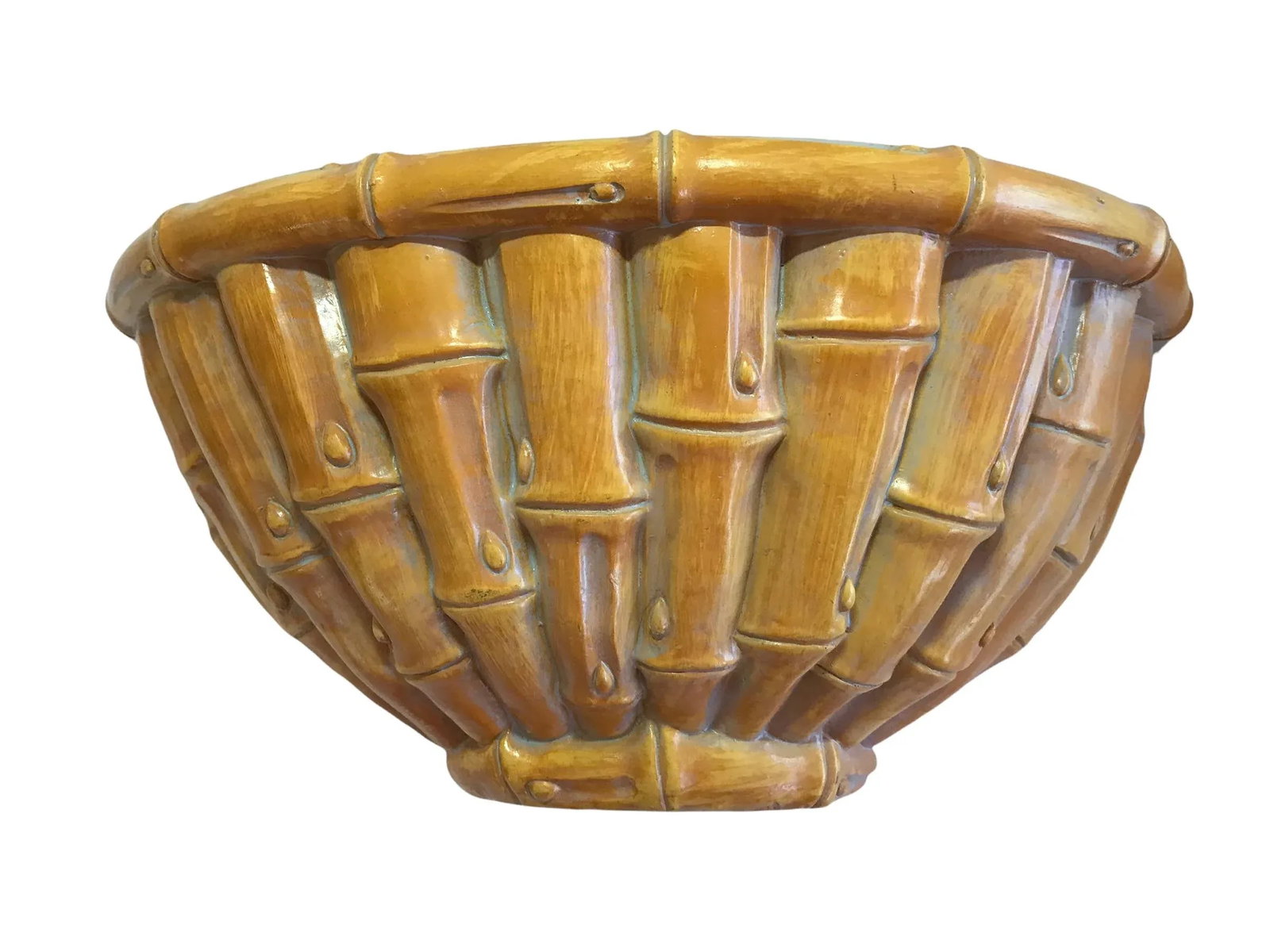 Large Vintage Palm Beach Coastal Chinoiserie Faux Bamboo Wall Shelves Brackets Sconces- A Pair - 7