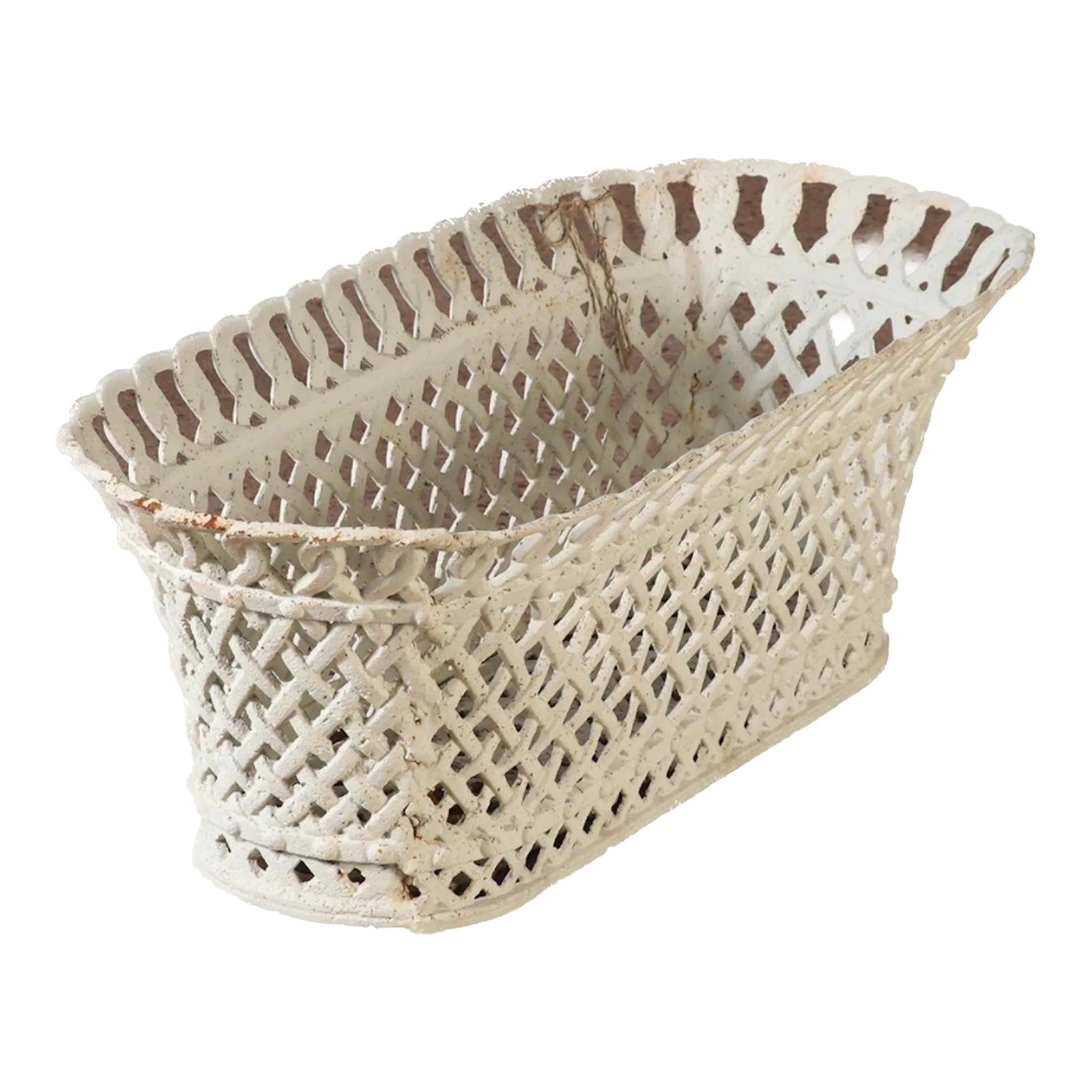 Antique French Reticulated Basket Weave Iron Planter (1 of 4)
