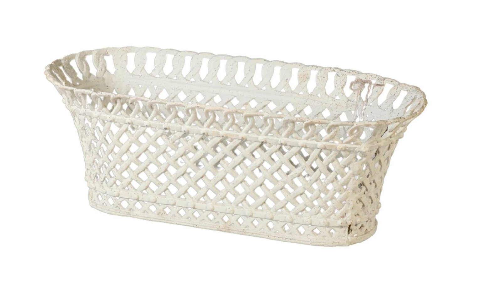 Antique French Reticulated Basket Weave Iron Planter - 2