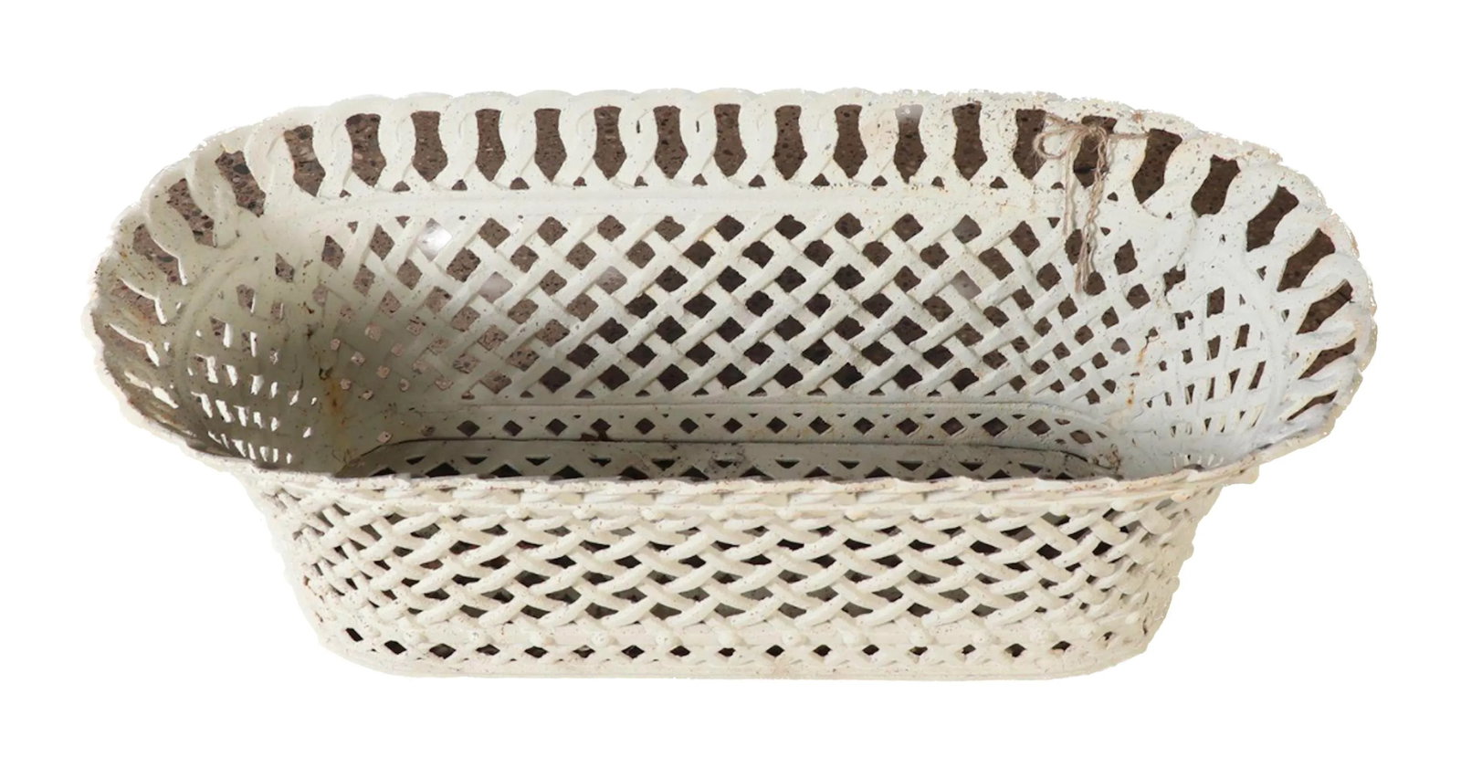 Antique French Reticulated Basket Weave Iron Planter - 3