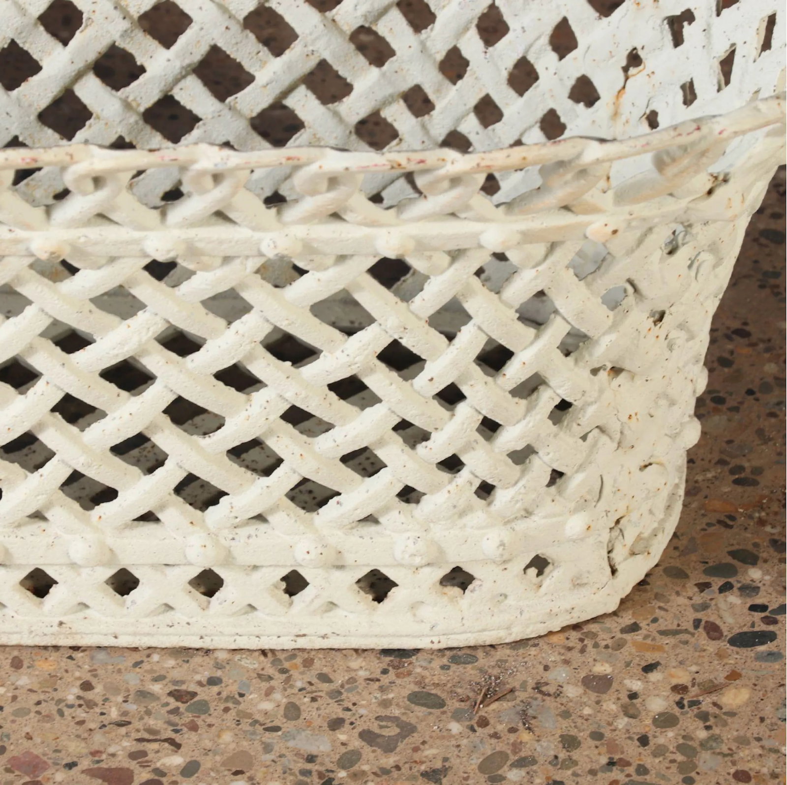 Antique French Reticulated Basket Weave Iron Planter - 4
