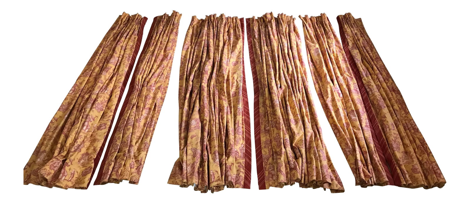 Chinoiserie Toile Custom Lined Curtains - Set of 6 (1 of 13)