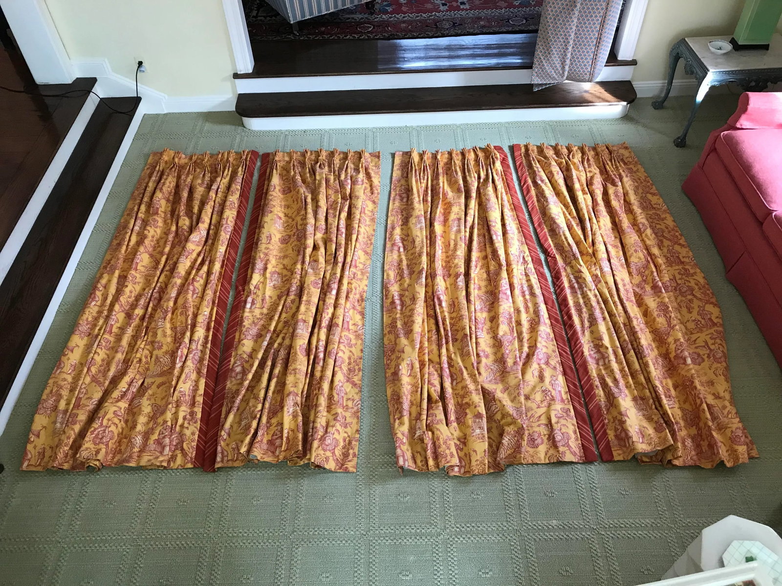 Chinoiserie Toile Custom Lined Curtains - Set of 6 - 3
