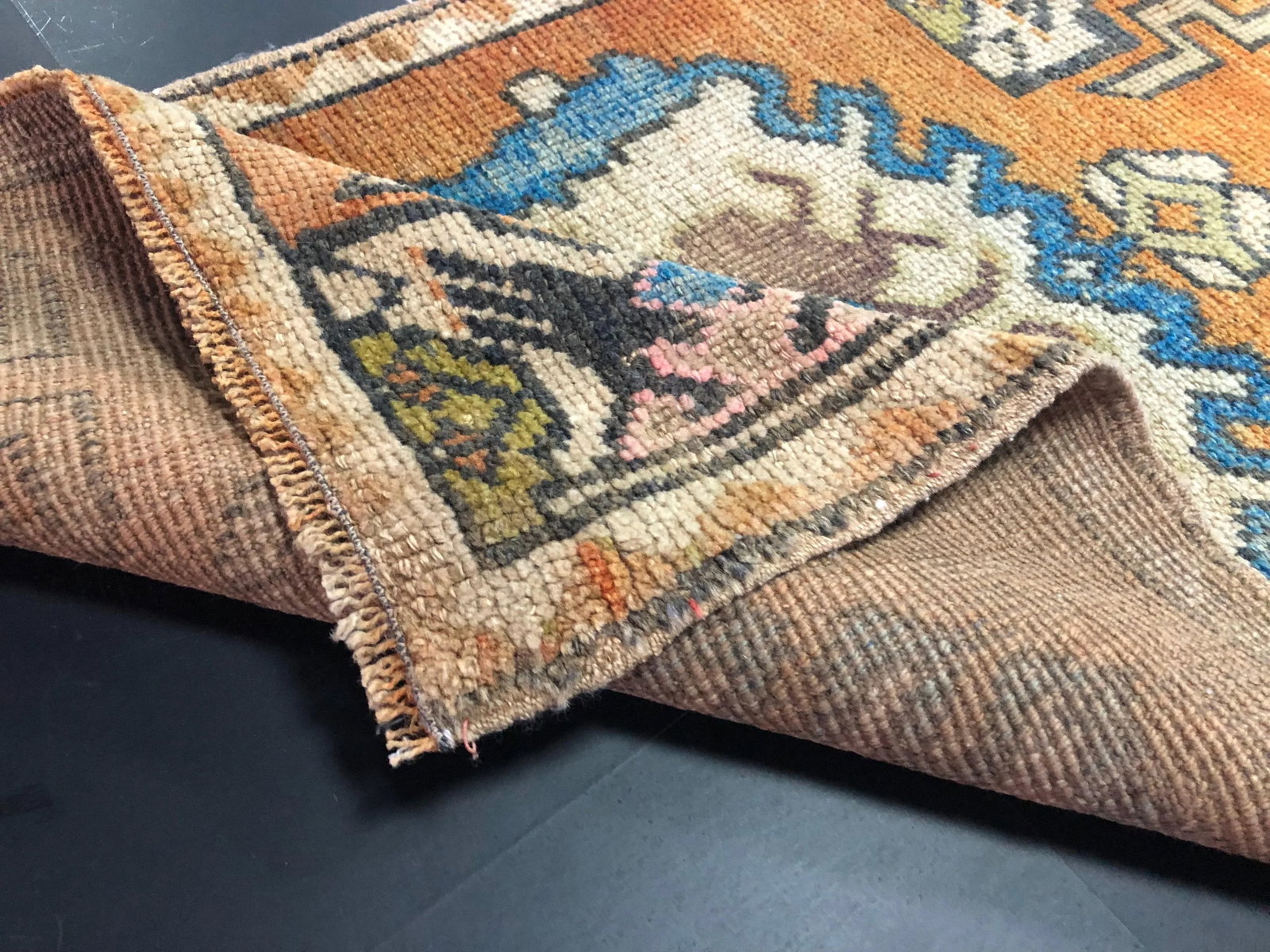 Vintage Turkish Small Traditional Orange Rug - 1'10'' * 3'2'' - 4