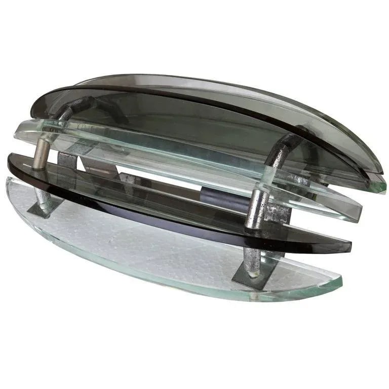 Art-Deco Period Glass Sconces With Chrome Details, European - a Pair - 2