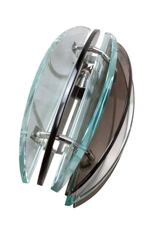 Art-Deco Period Glass Sconces With Chrome Details, European - a Pair - 4