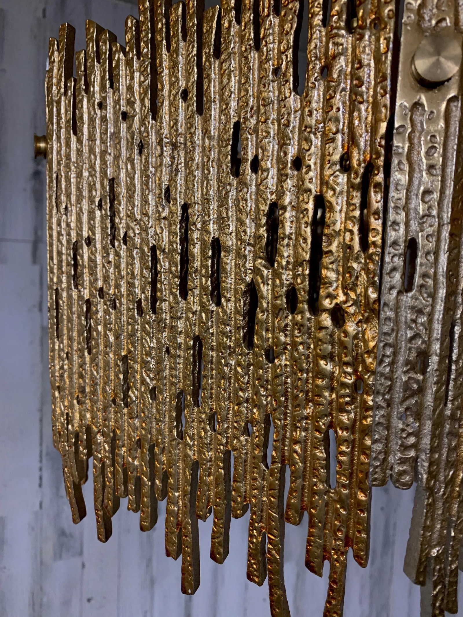 1960s Golden Brass Brutalist Pendant by Moe Lighting, Unmarked - 6