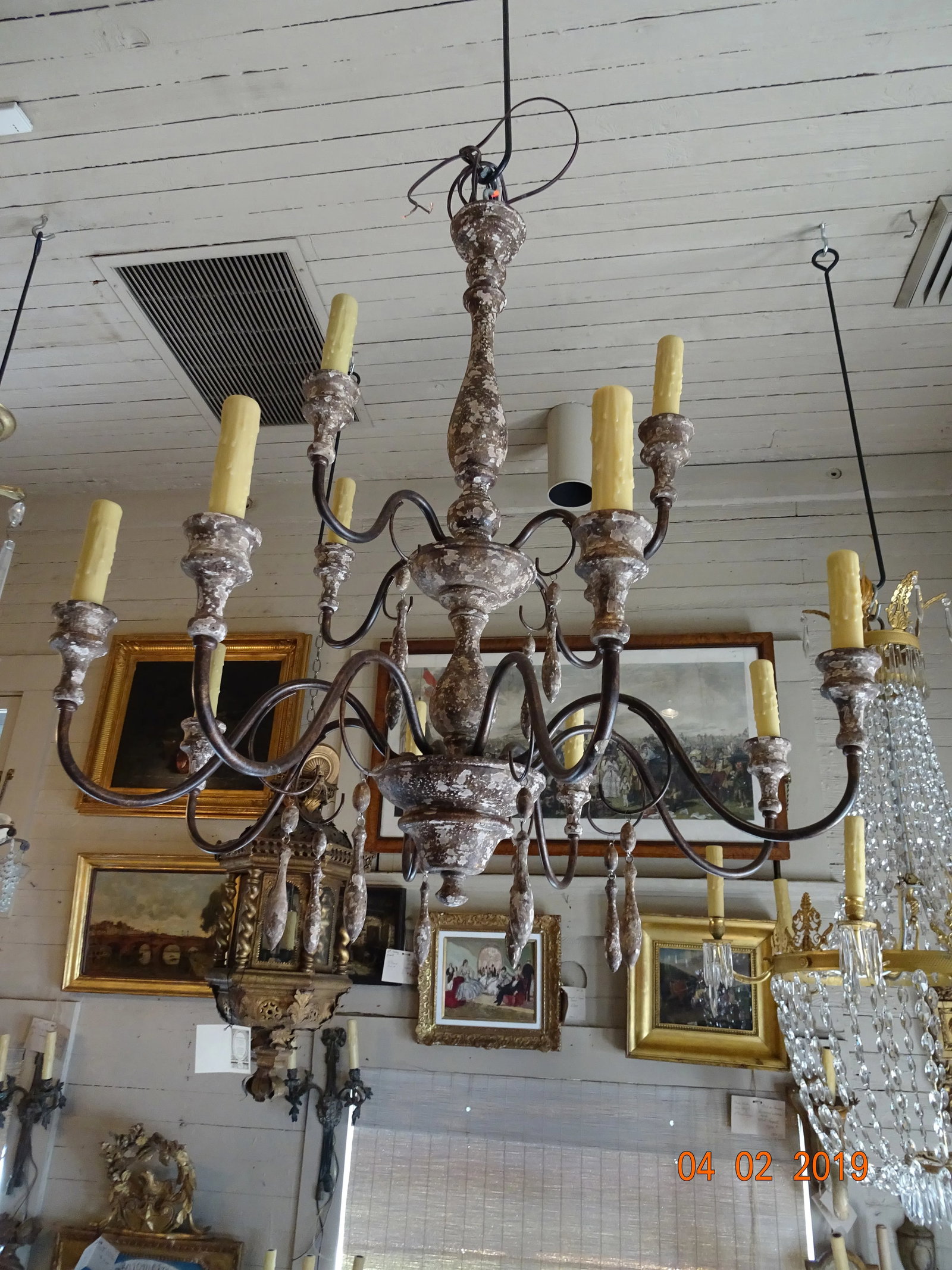 Italian Wood & Iron Chandelier - 12