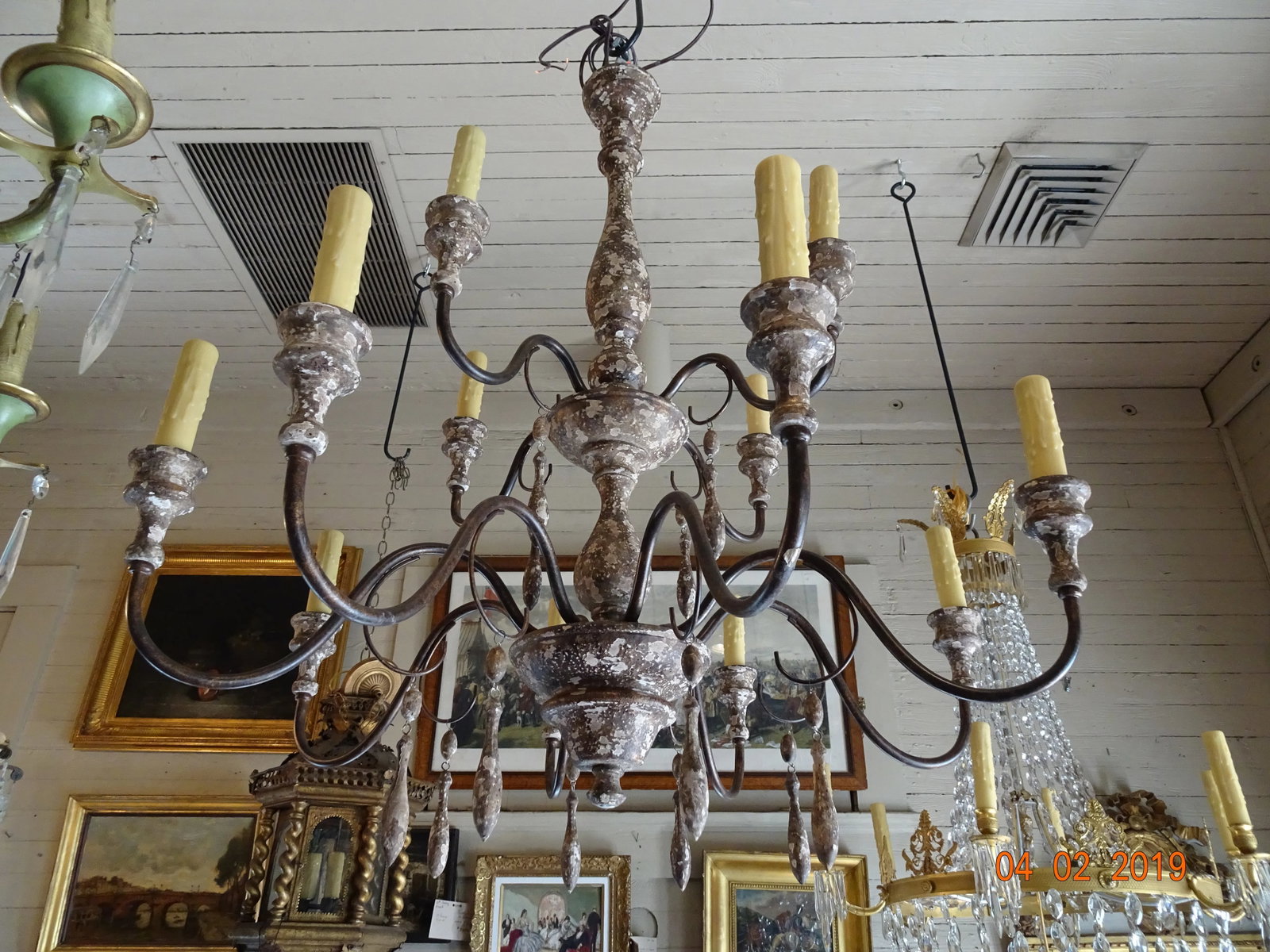Italian Wood & Iron Chandelier - 13