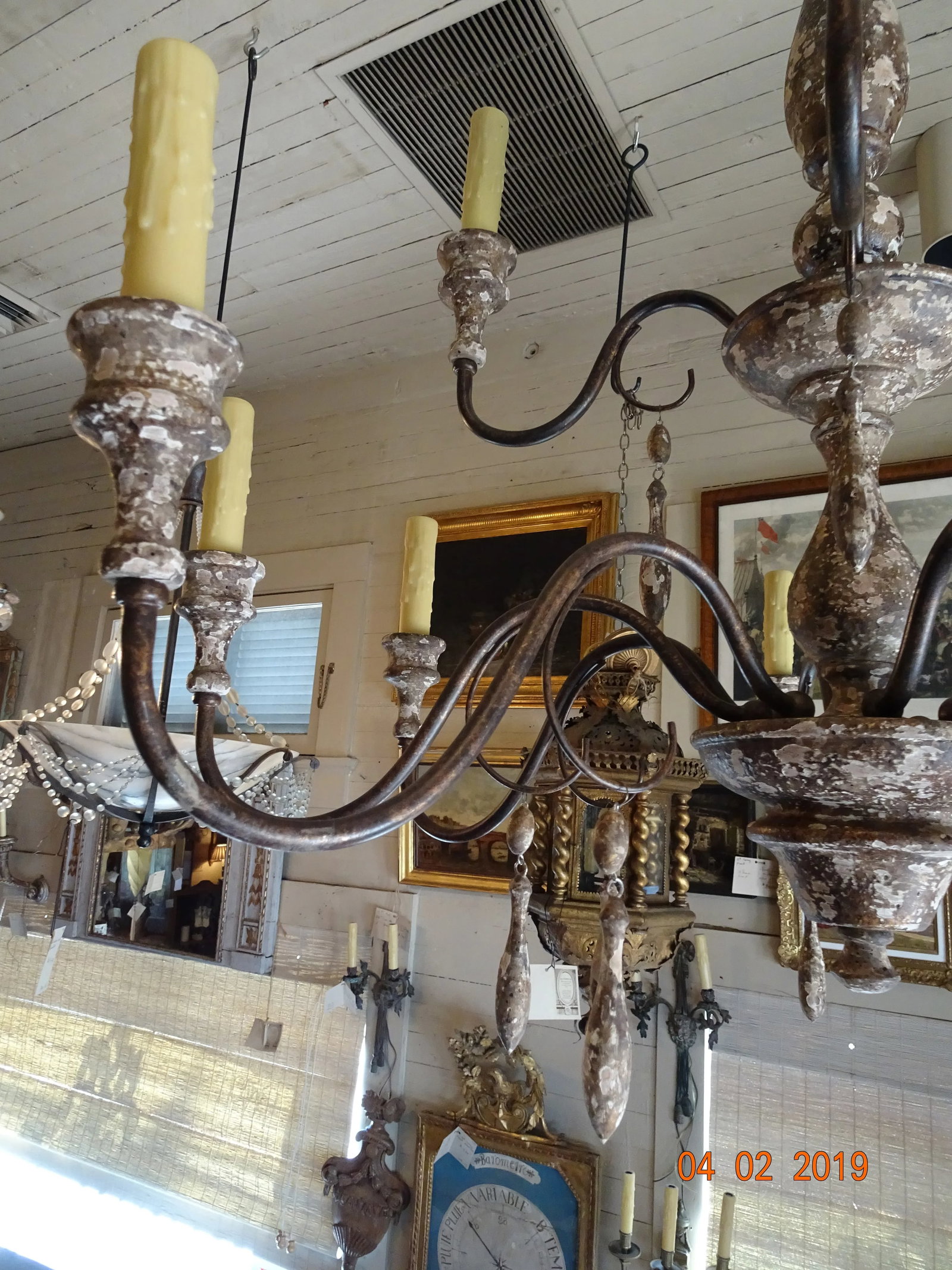 Italian Wood & Iron Chandelier - 2