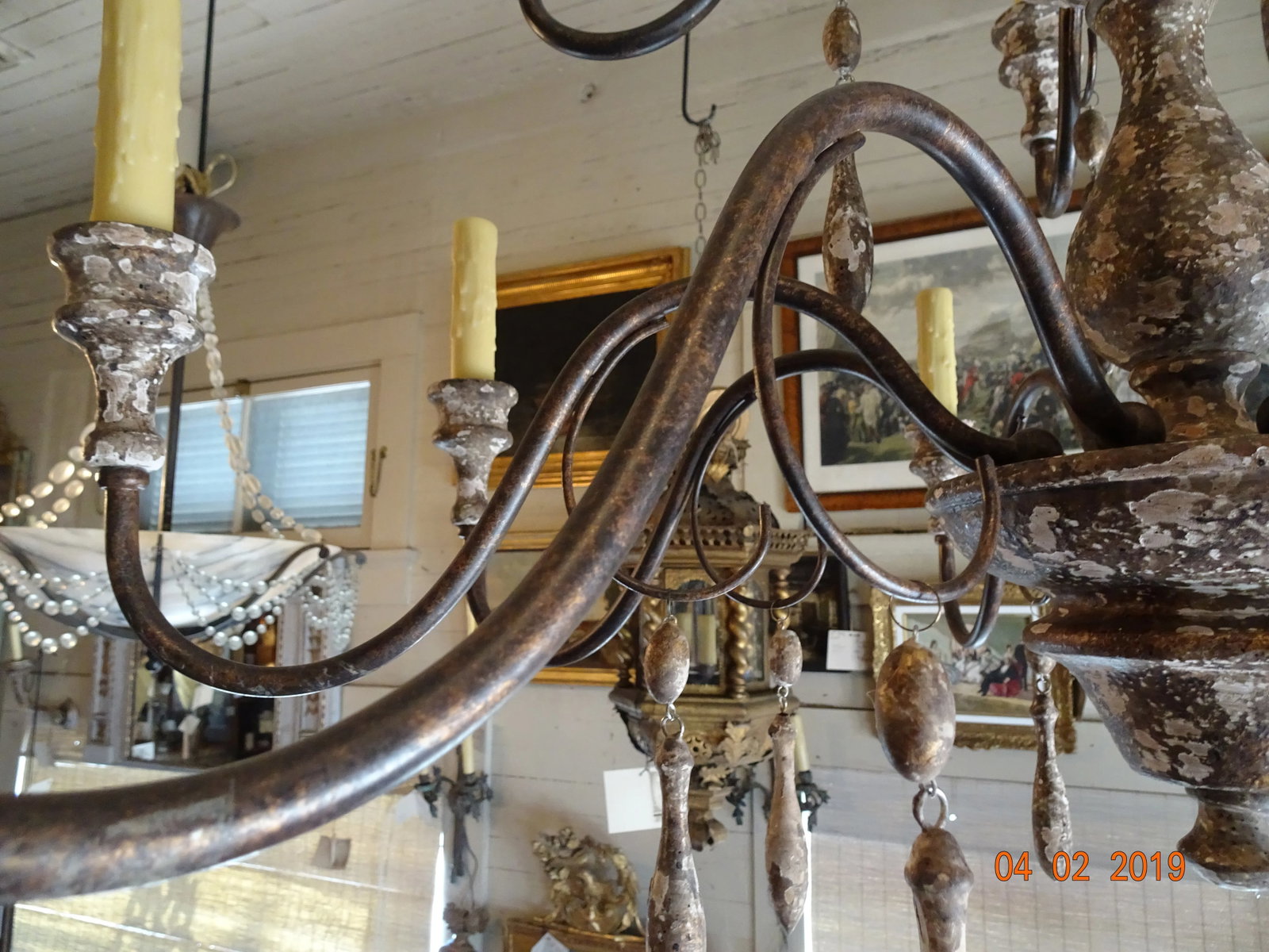 Italian Wood & Iron Chandelier - 3