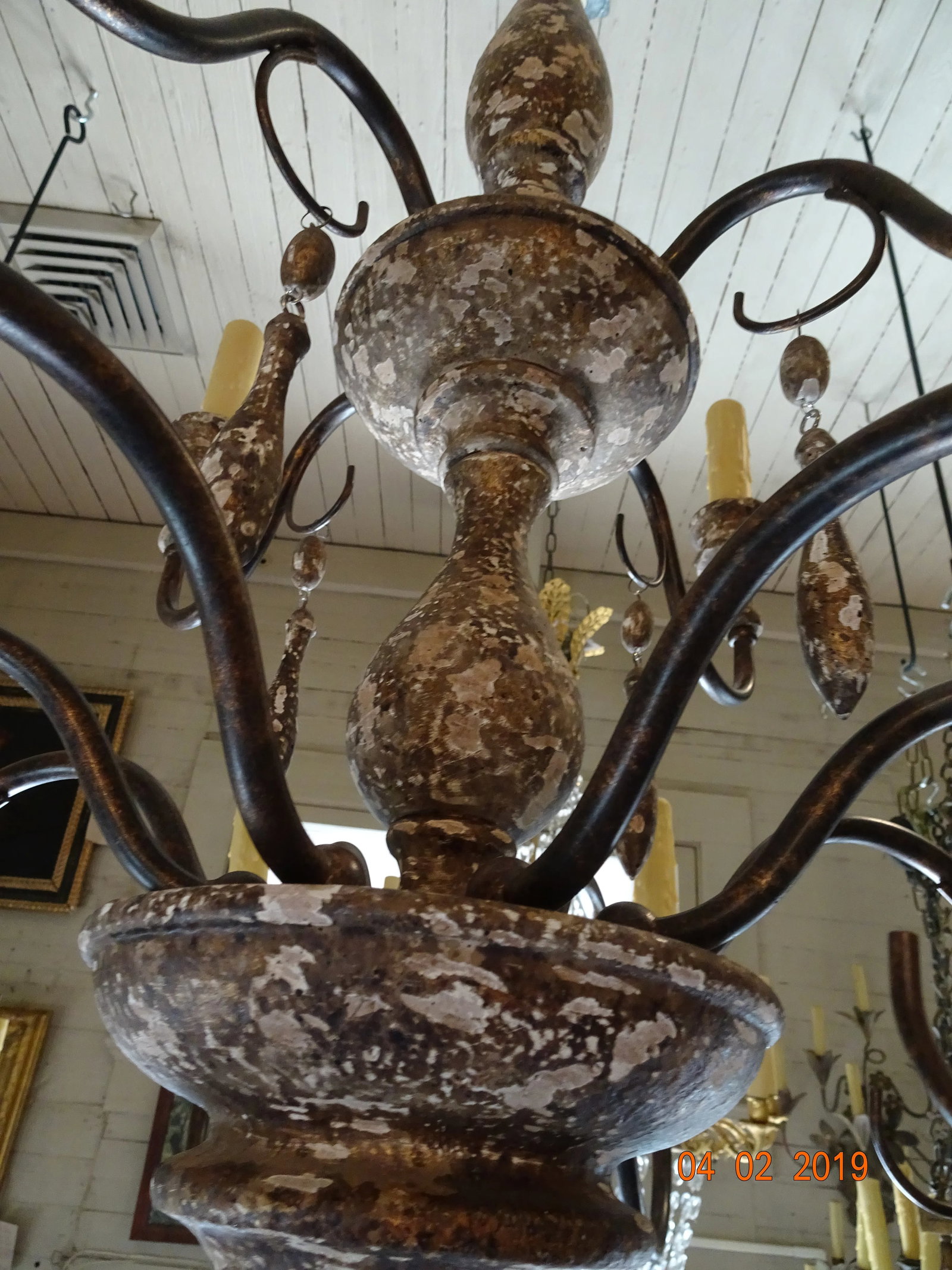 Italian Wood & Iron Chandelier - 4