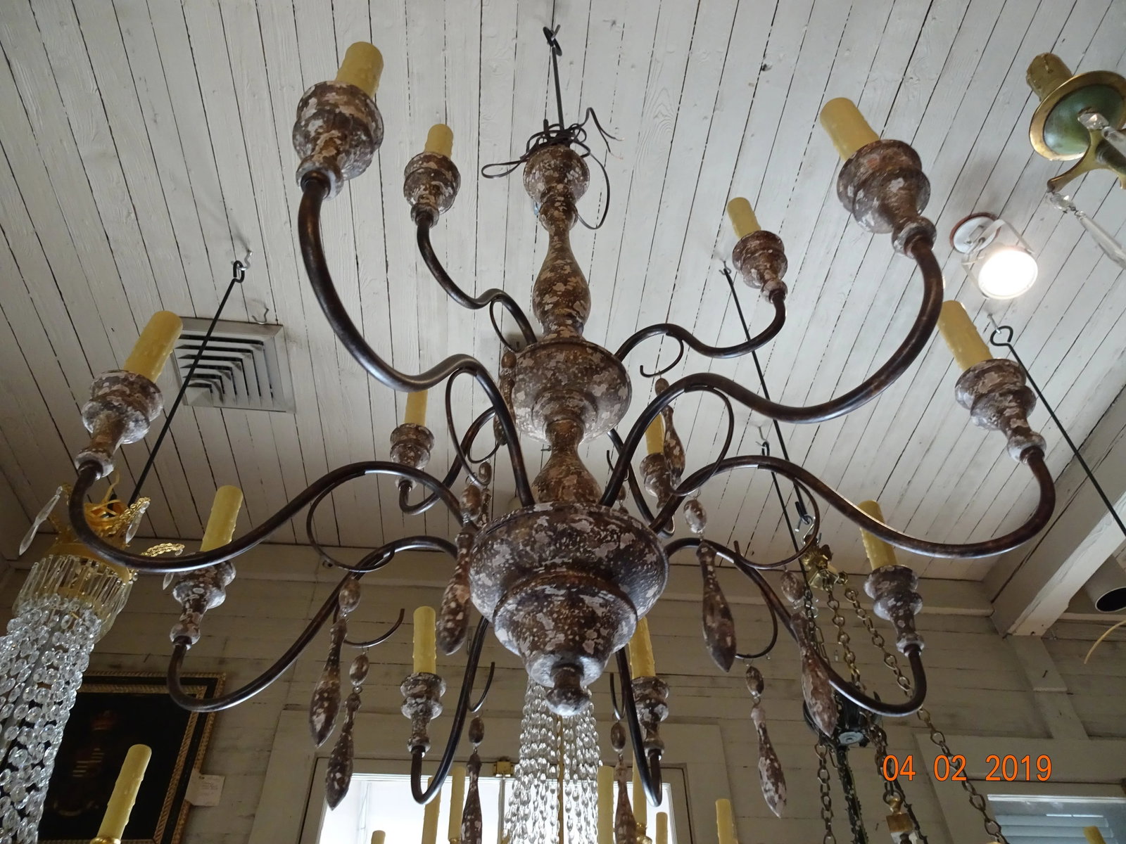 Italian Wood & Iron Chandelier - 6