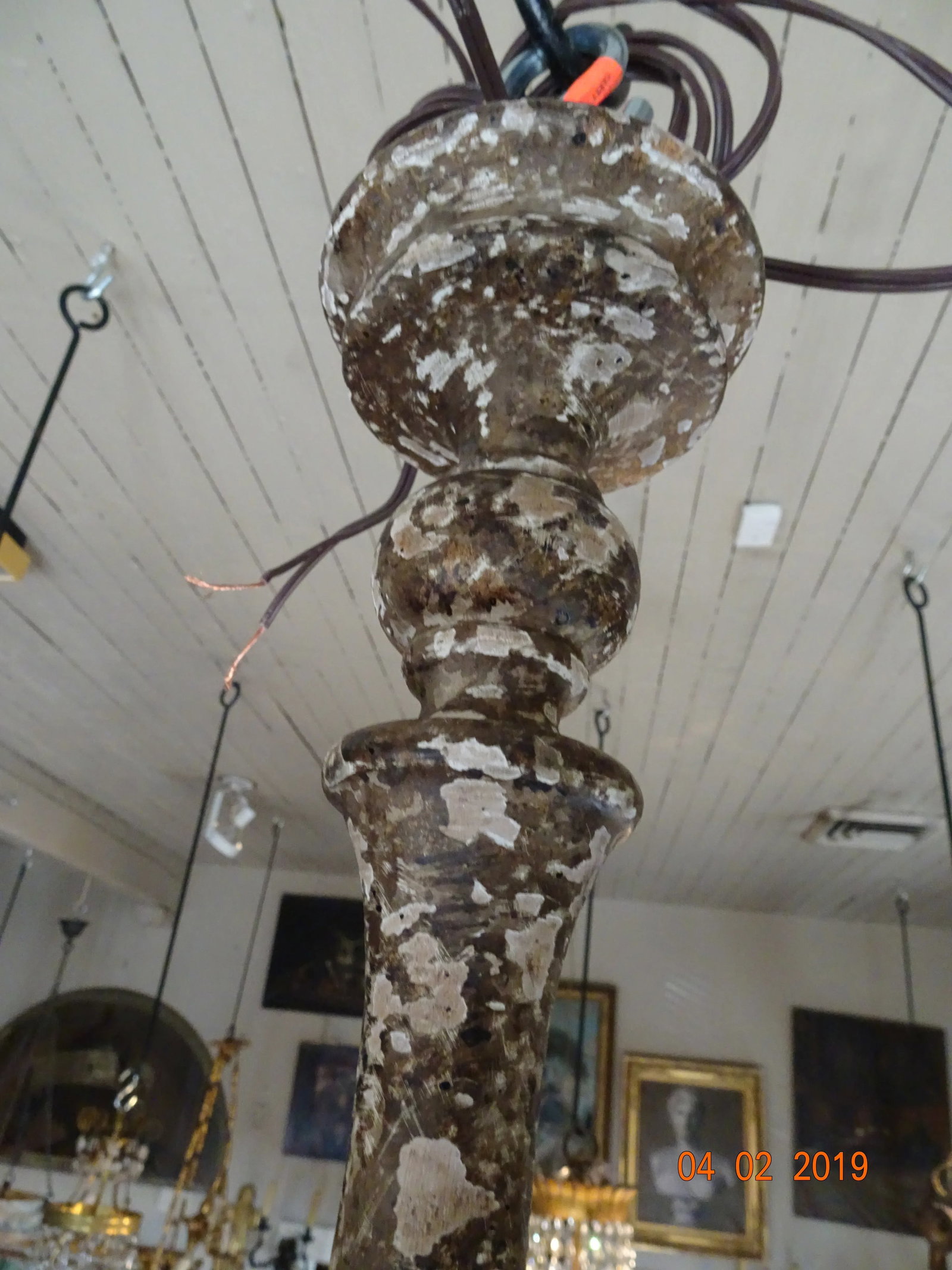 Italian Wood & Iron Chandelier - 7