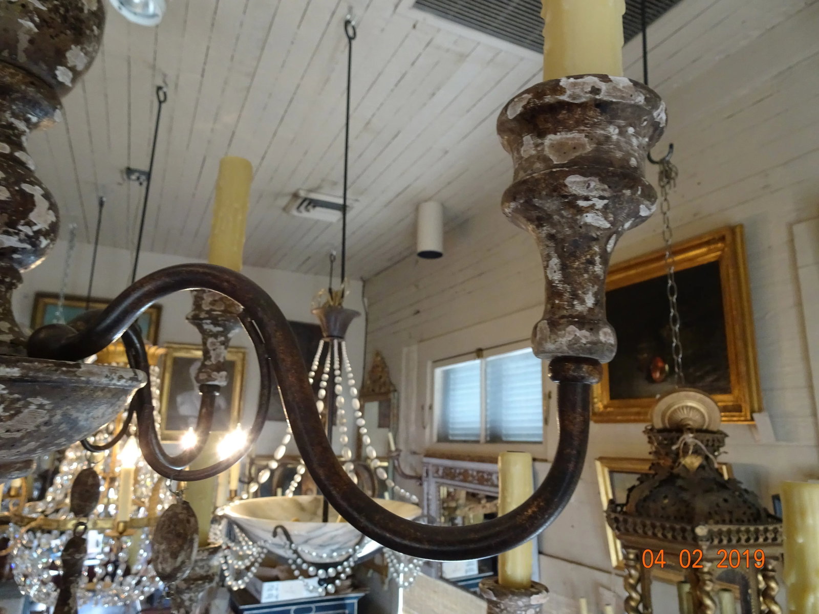 Italian Wood & Iron Chandelier - 8