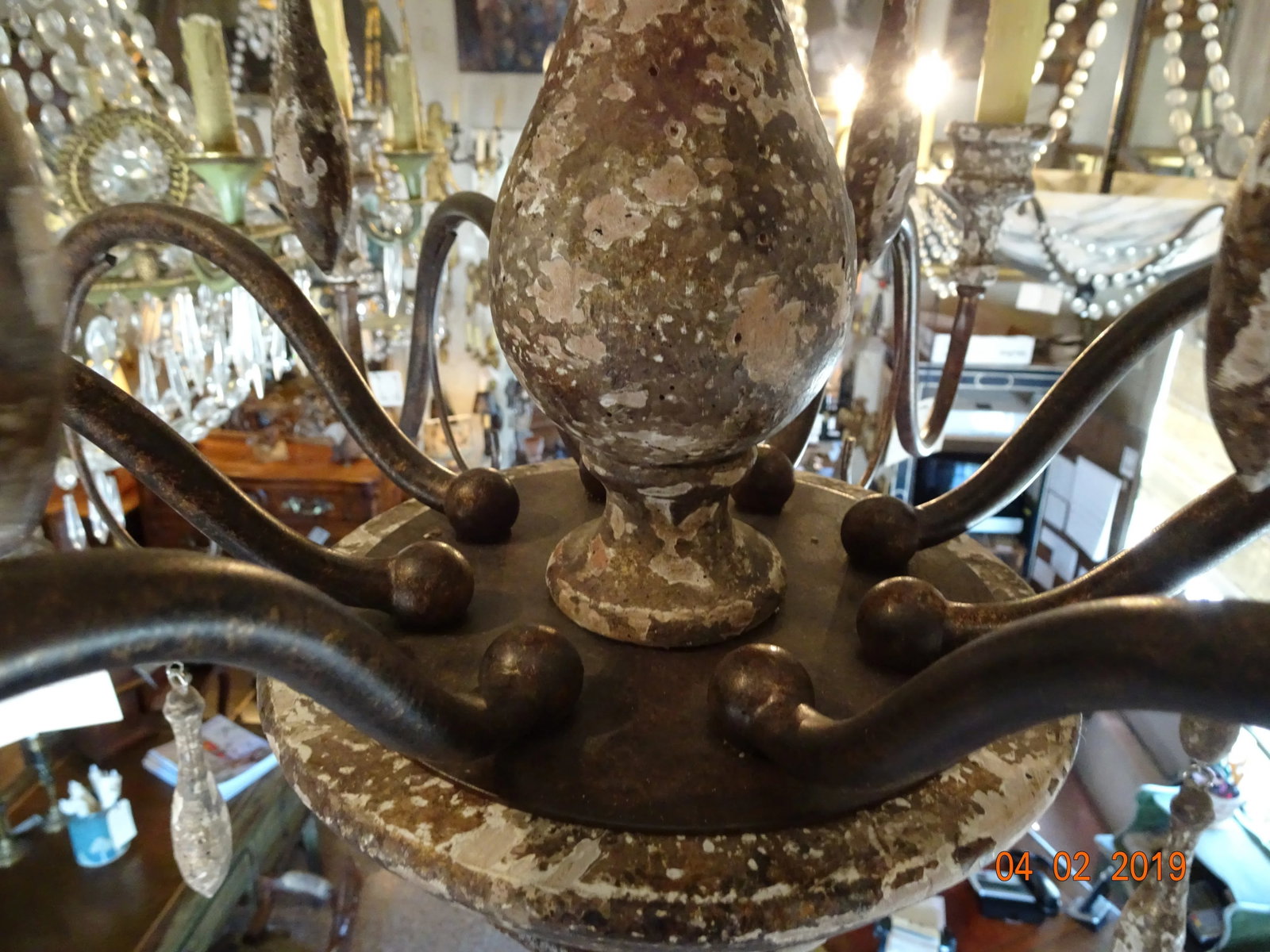Italian Wood & Iron Chandelier - 9