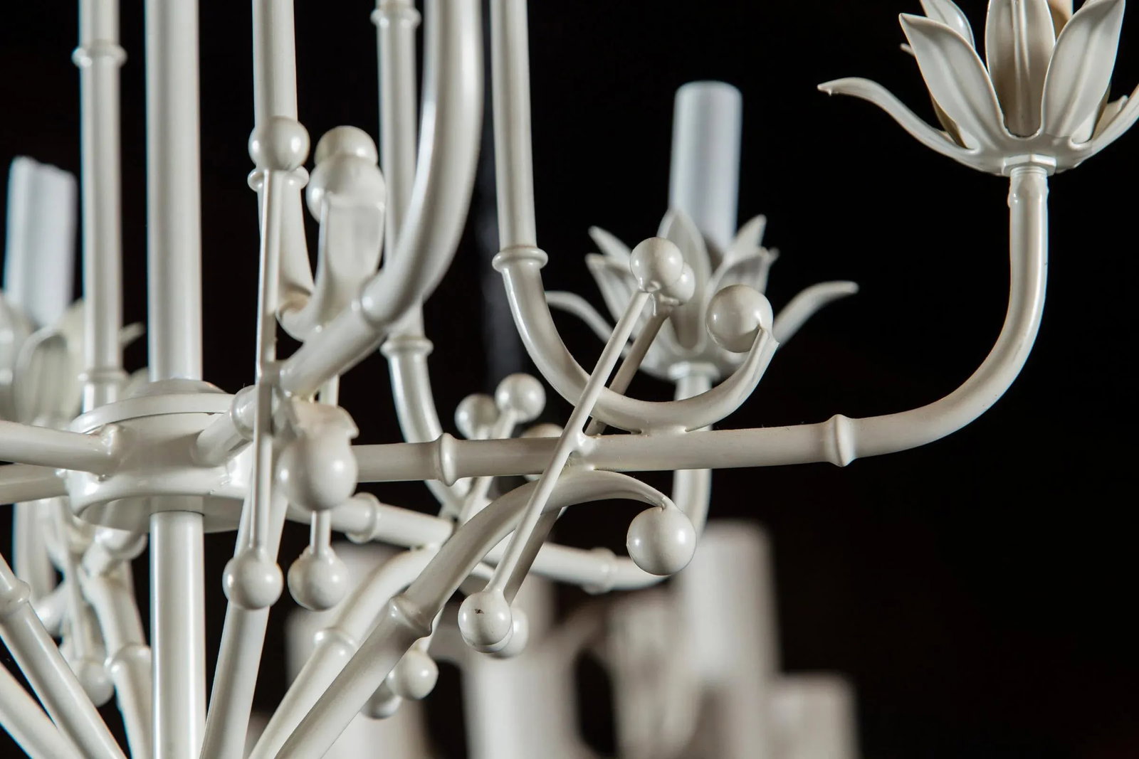 White Painted Wrought Iron Chinoiserie Chandelier With Bells - 10